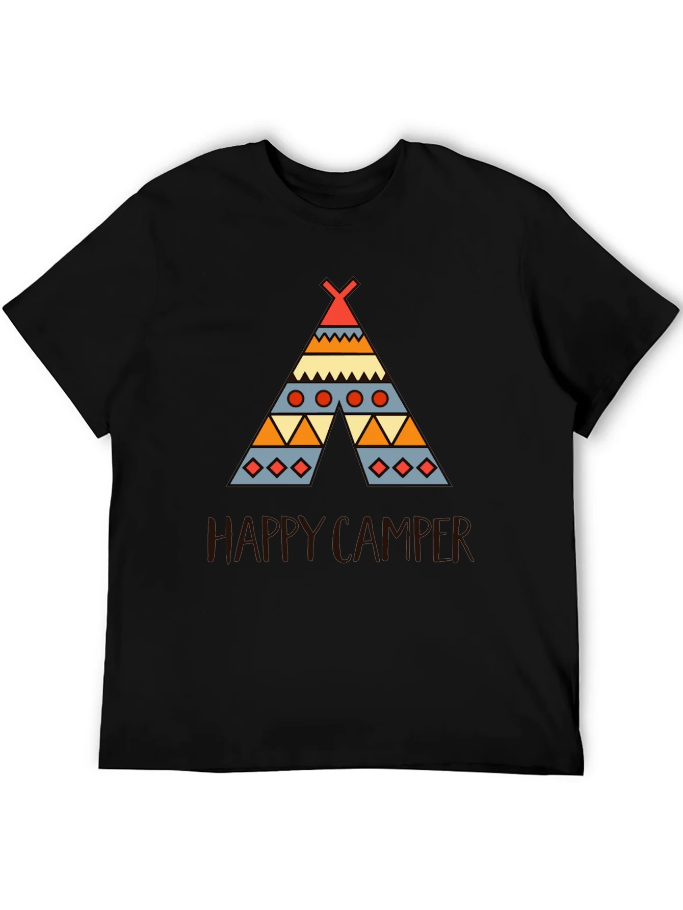 Rebbecca Happy Camper Graphic Tee - Black Cotton T-Shirt