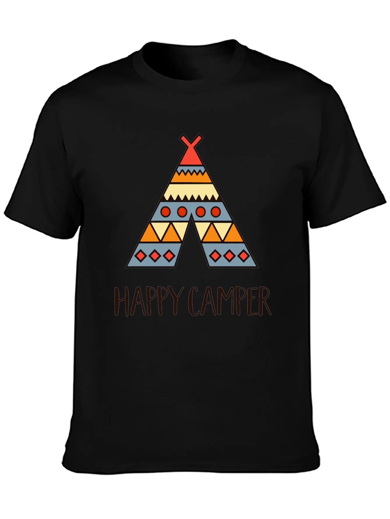 Rebbecca Happy Camper Graphic Tee - Black Cotton T-Shirt