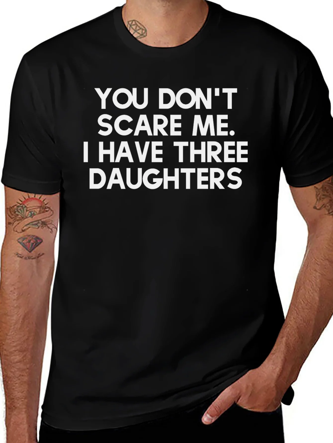 Rebbecca Funny Dad T-Shirt: Three Daughters No Fear!