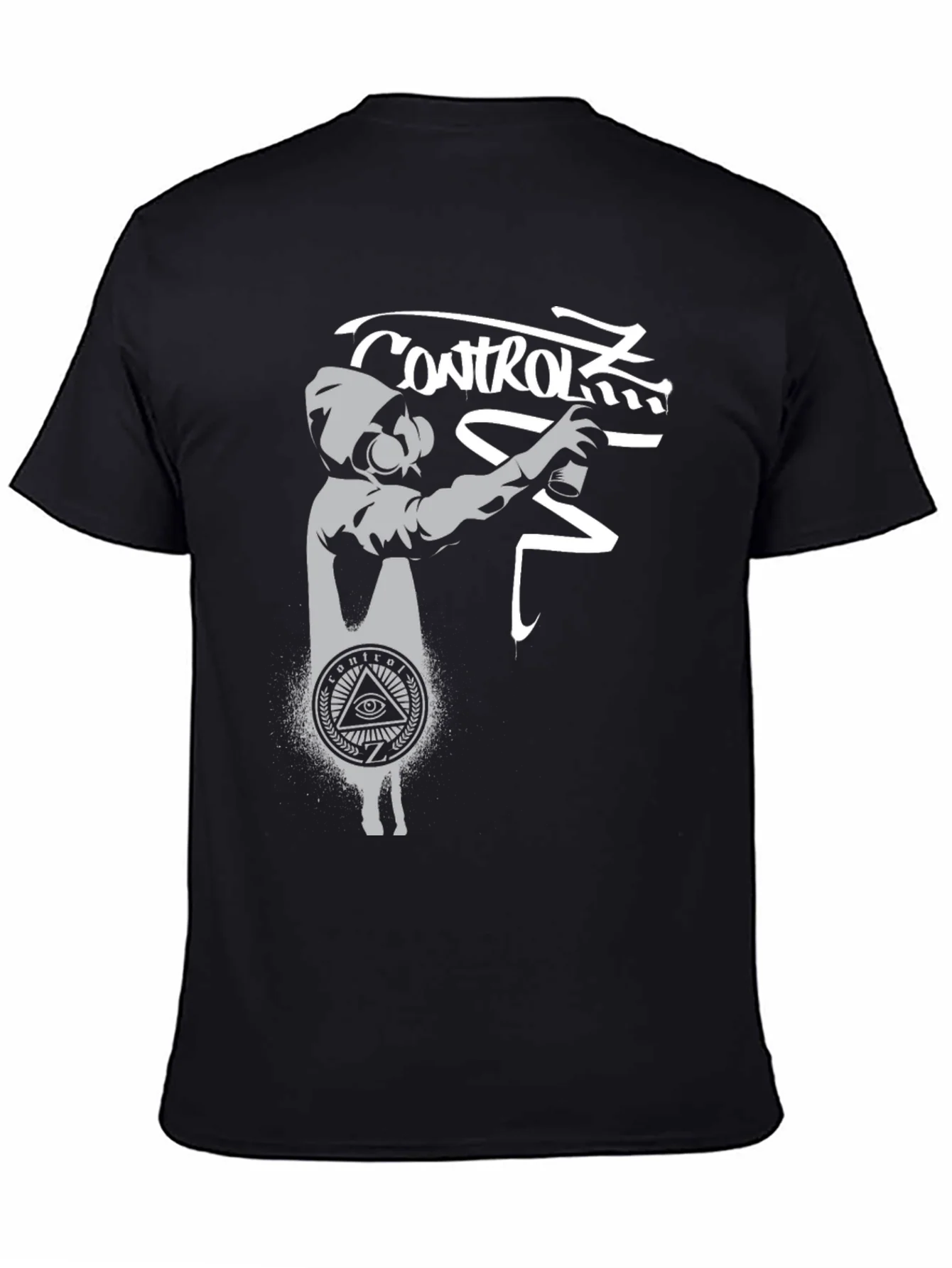Camiseta Negra Estampado Graffiti Control