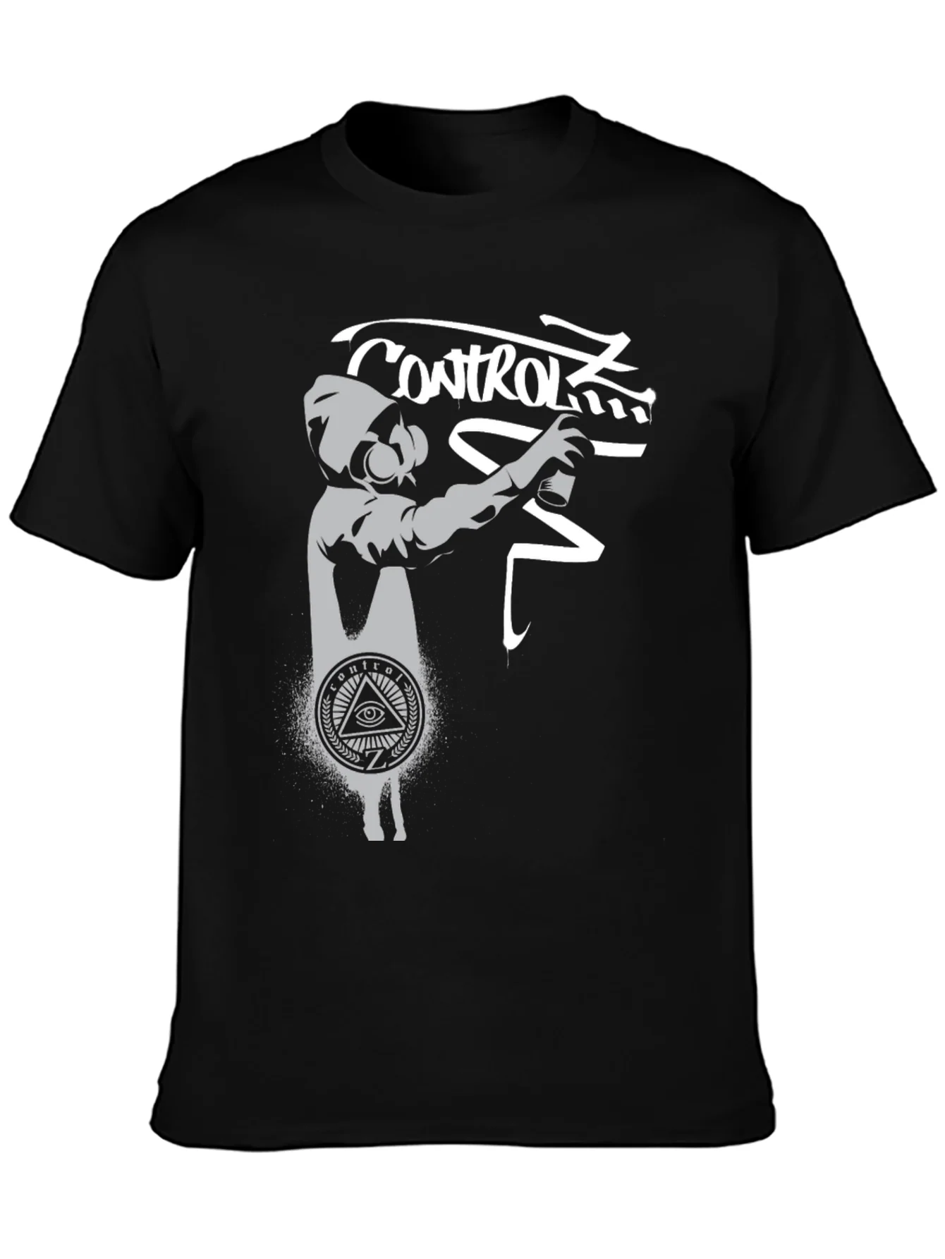 Camiseta Negra Estampado Graffiti Control