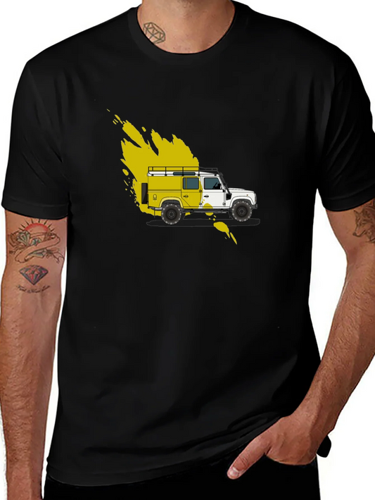 Rebbecca Yellow Land Rover Graphic Tee - Black Cotton Blend