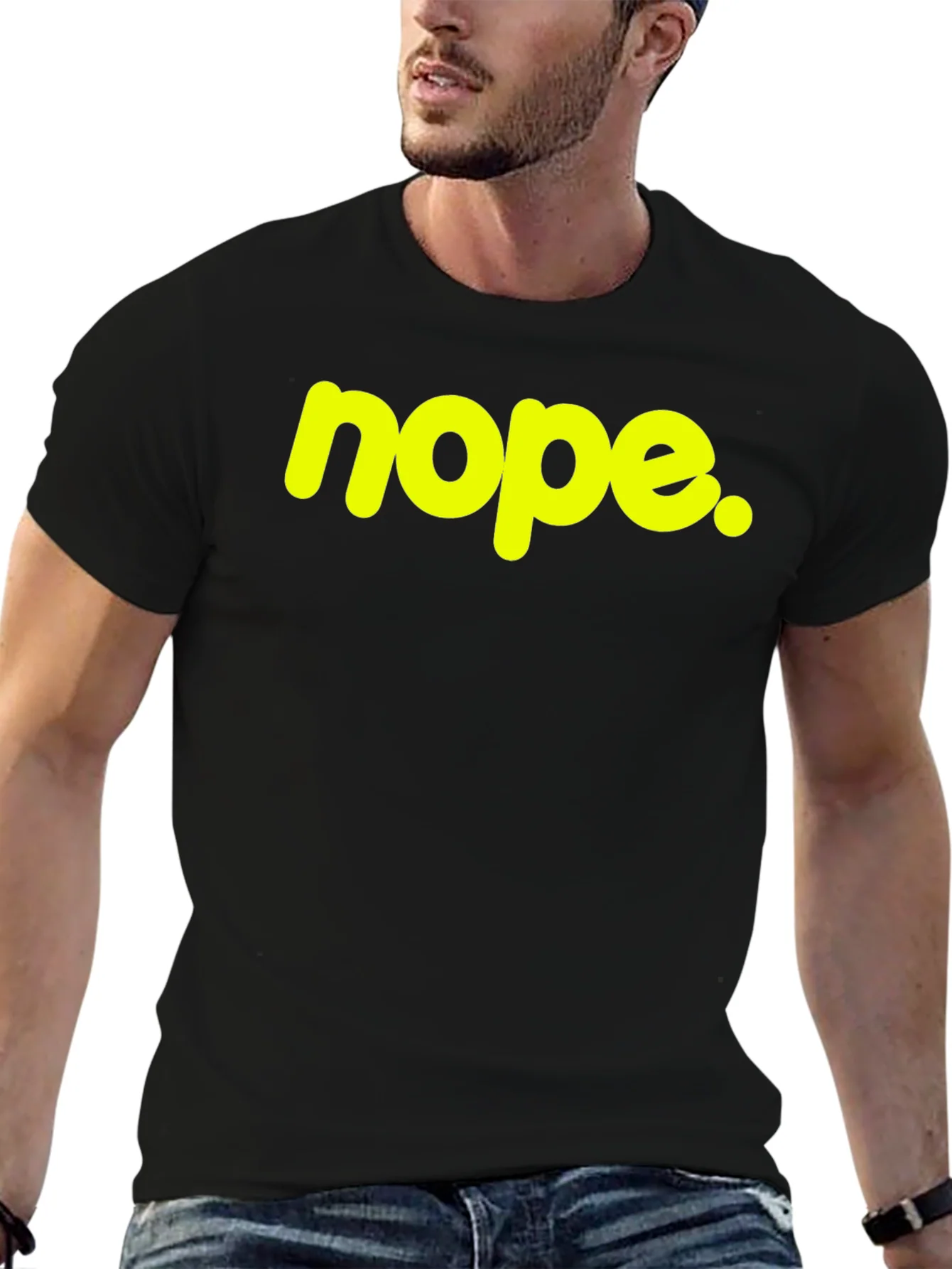 Rebbecca Nope Graphic Tee - Casual Black Cotton T-Shirt