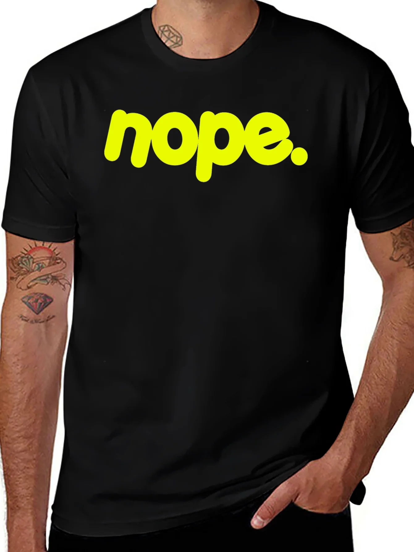 Rebbecca Nope Graphic Tee - Casual Black Cotton T-Shirt