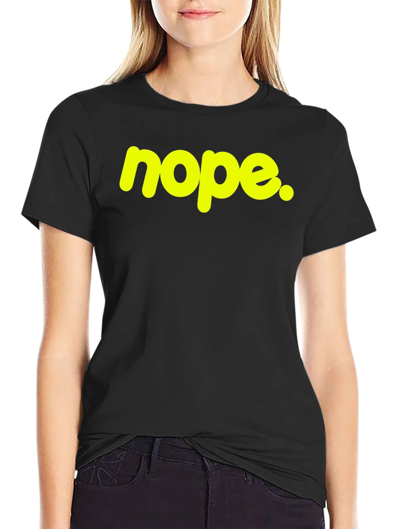 Rebbecca Nope Graphic Tee - Casual Black Cotton T-Shirt