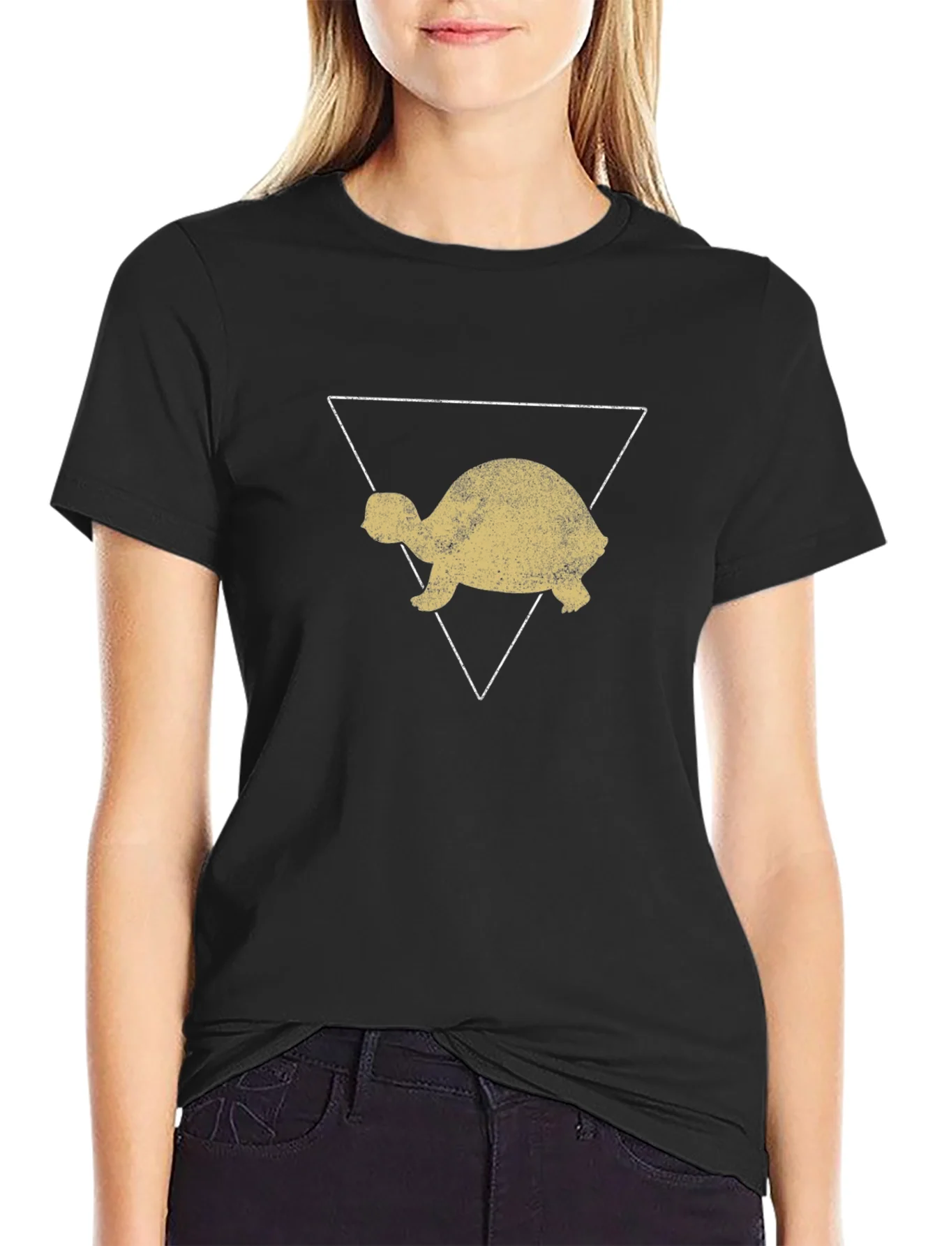 Rebbecca Turtle Triangle Graphic Tee - Black