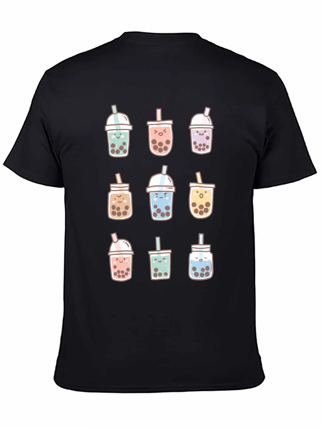 Camiseta Negra con Dise?o de T¨¦ de Burbujas Kawaii
