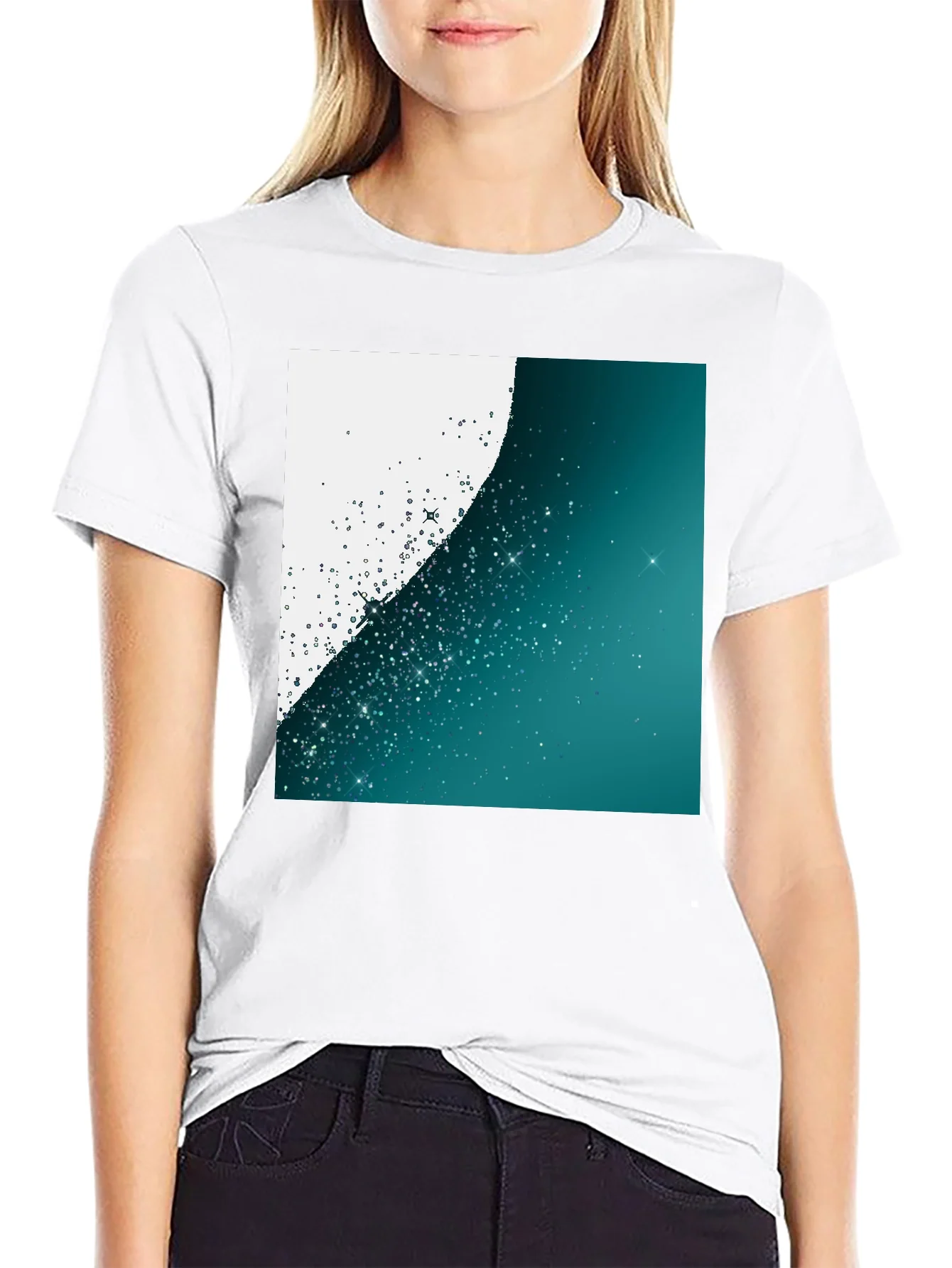 Camiseta Negra Estampada Espacio Estelar para Hombre