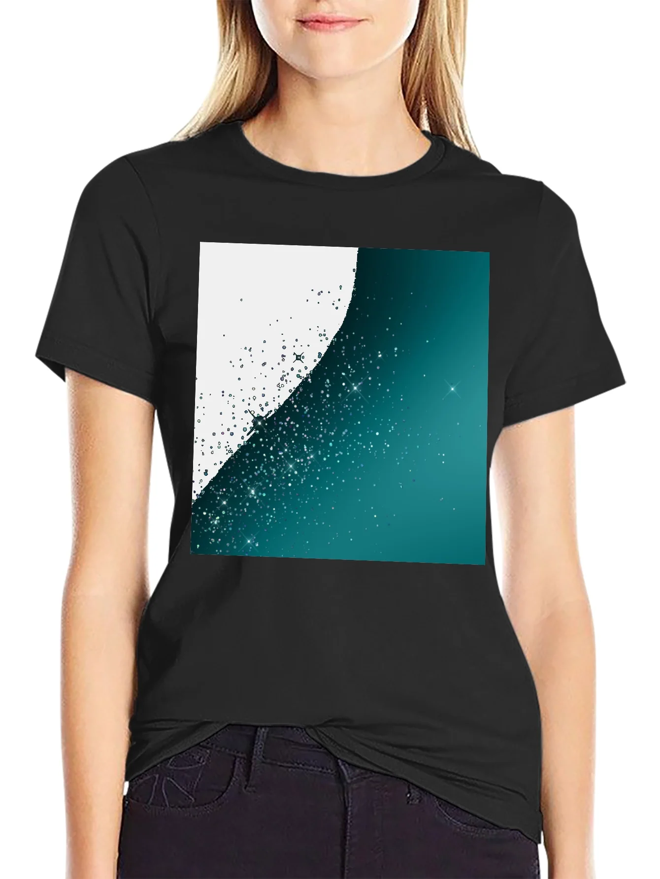 Camiseta Negra Estampada Espacio Estelar para Hombre