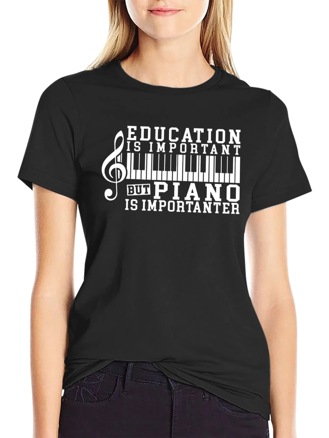 Rebbecca Education Piano Music T-Shirt - Black