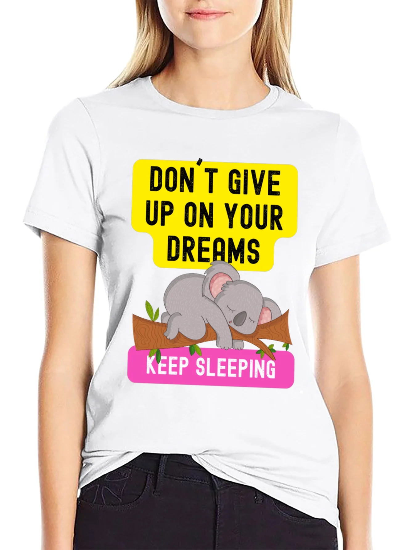 Rebbecca Dreaming Koala Graphic Tee - Sleepy Animal T-Shirt