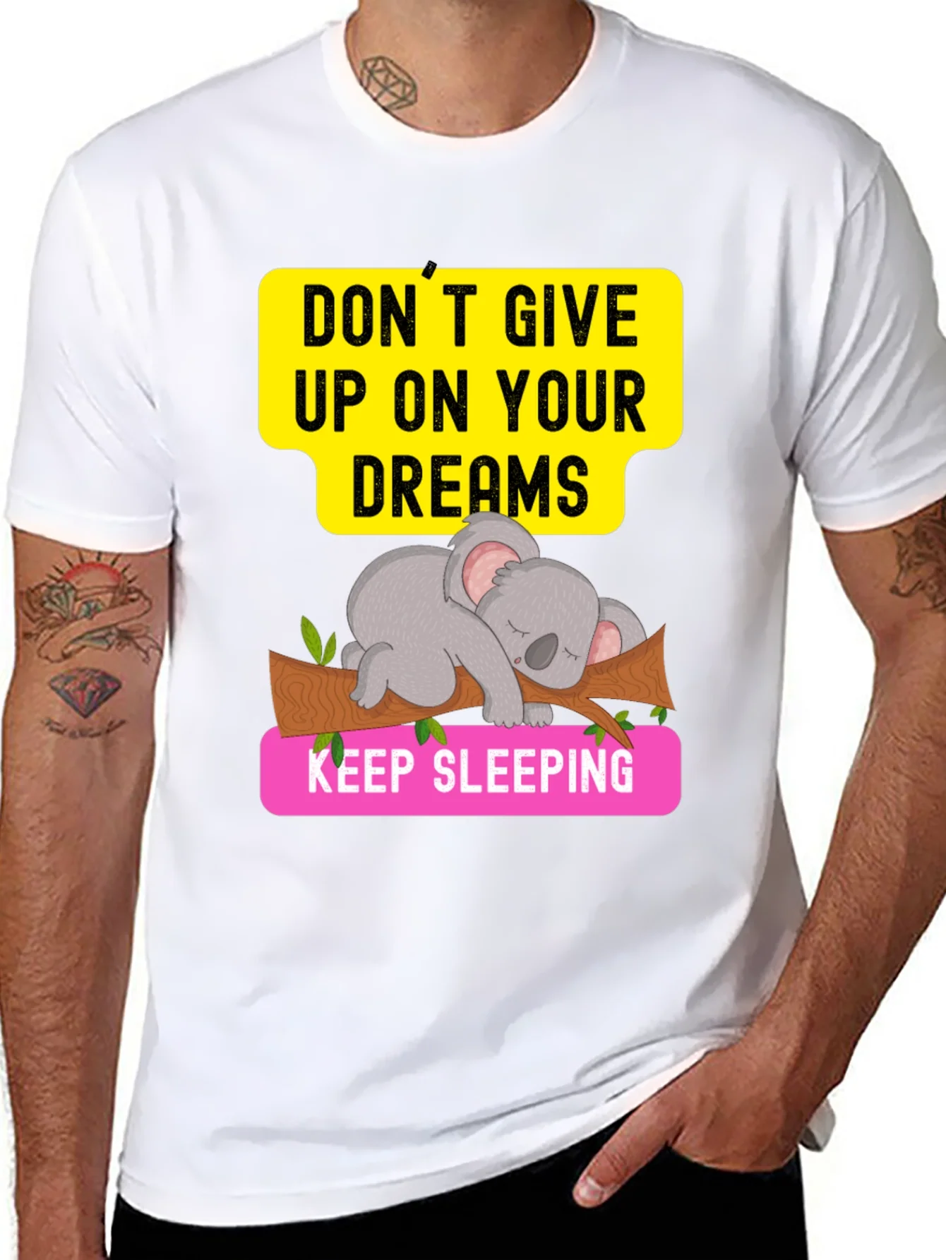 Rebbecca Dreaming Koala Graphic Tee - Sleepy Animal T-Shirt