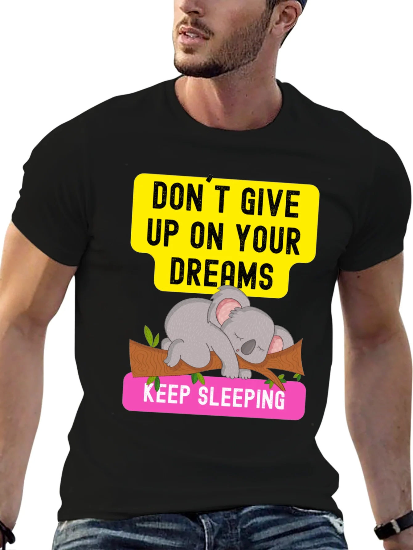 Rebbecca Dreaming Koala Graphic Tee - Sleepy Animal T-Shirt