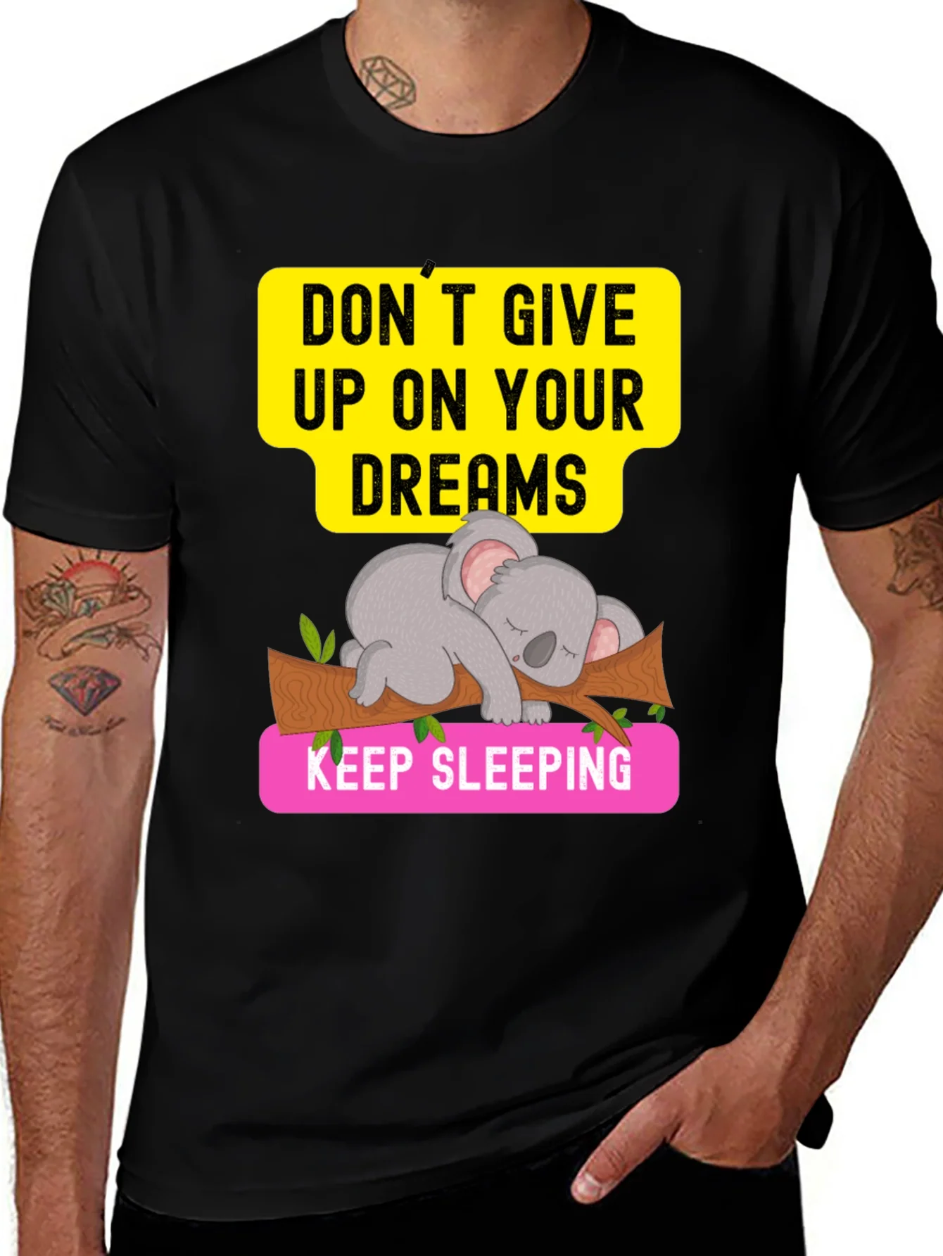 Rebbecca Dreaming Koala Graphic Tee - Sleepy Animal T-Shirt