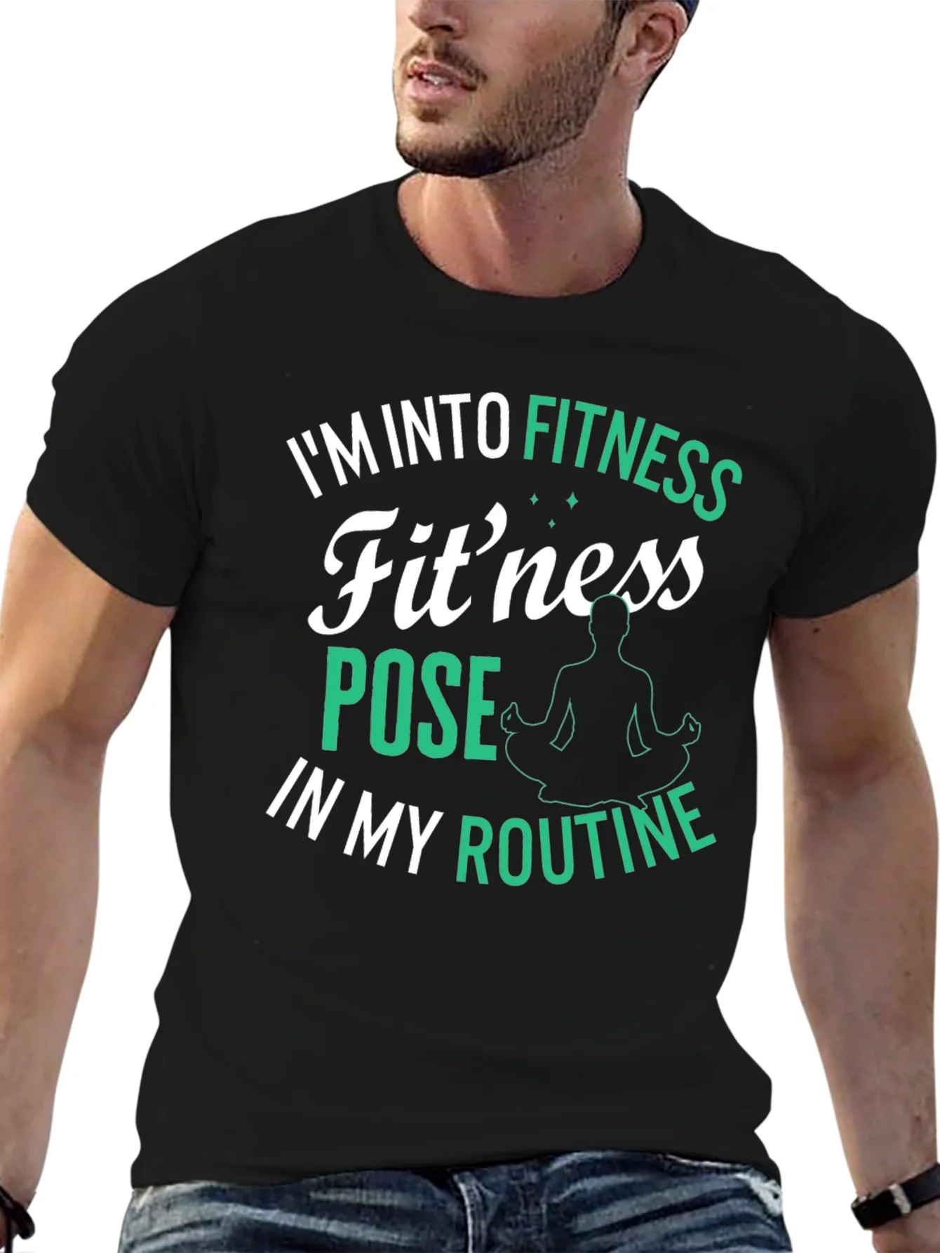 Camiseta Negra Fitness Pose para Entusiastas del Yoga