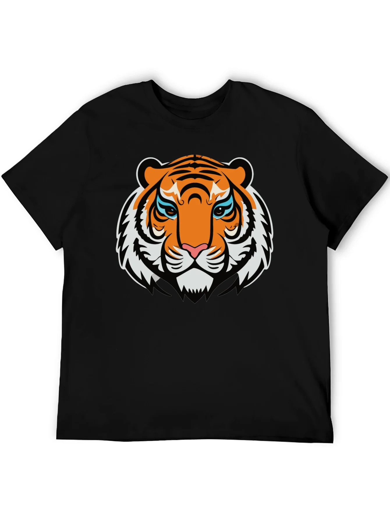 Camiseta Negra con Dise?o Tigre Naranja