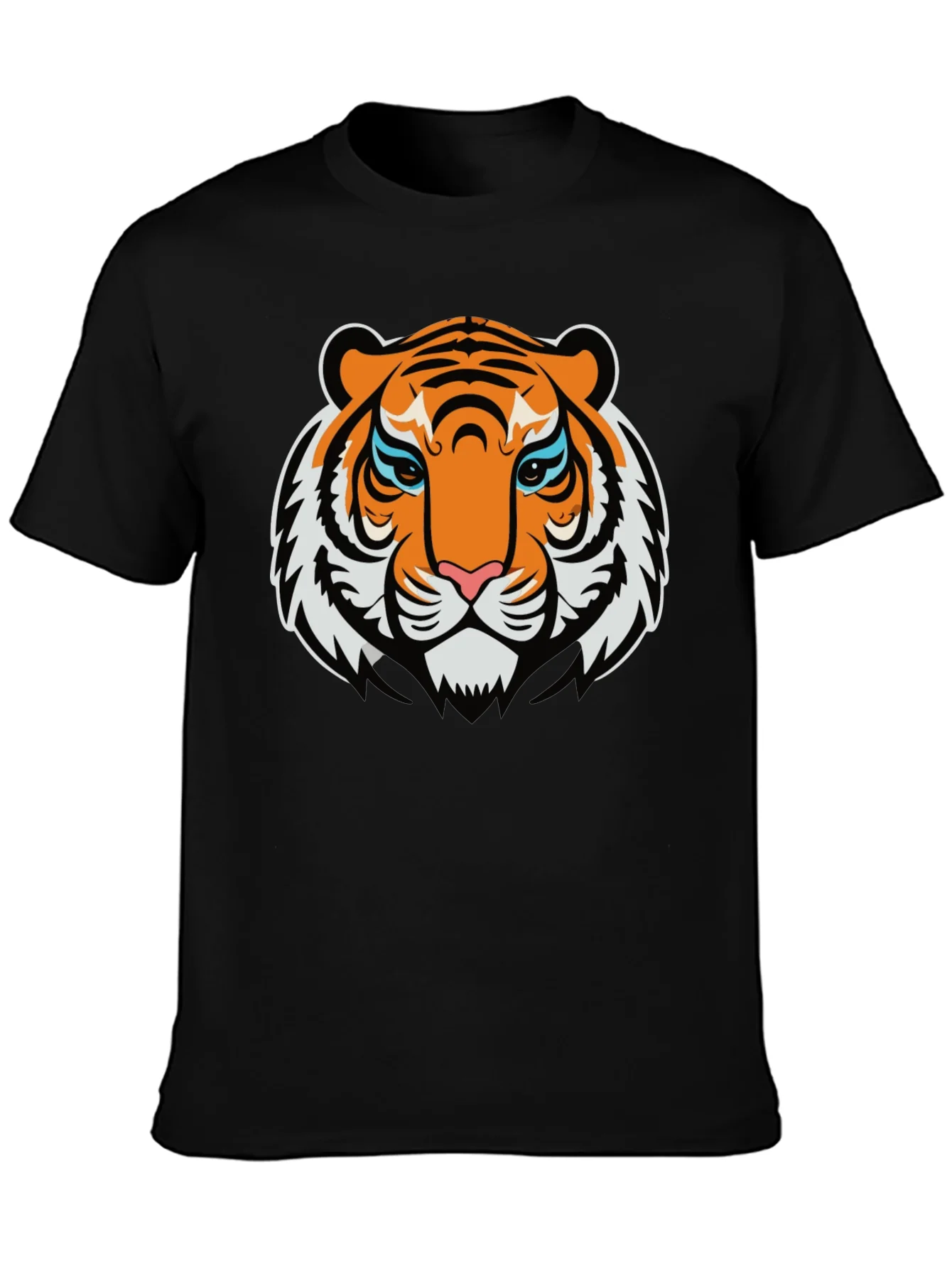 Camiseta Negra con Dise?o Tigre Naranja