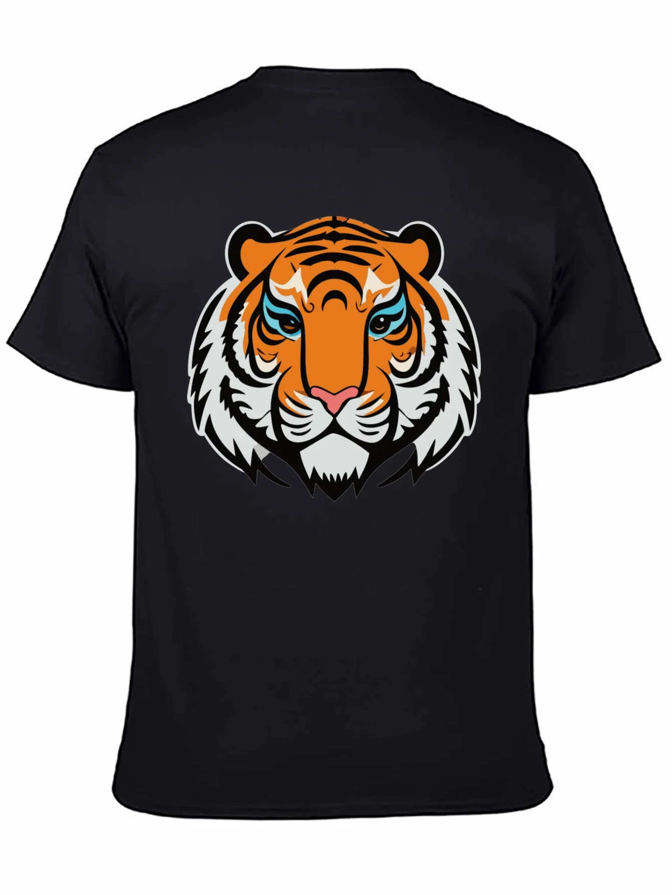 Camiseta Negra con Dise?o Tigre Naranja
