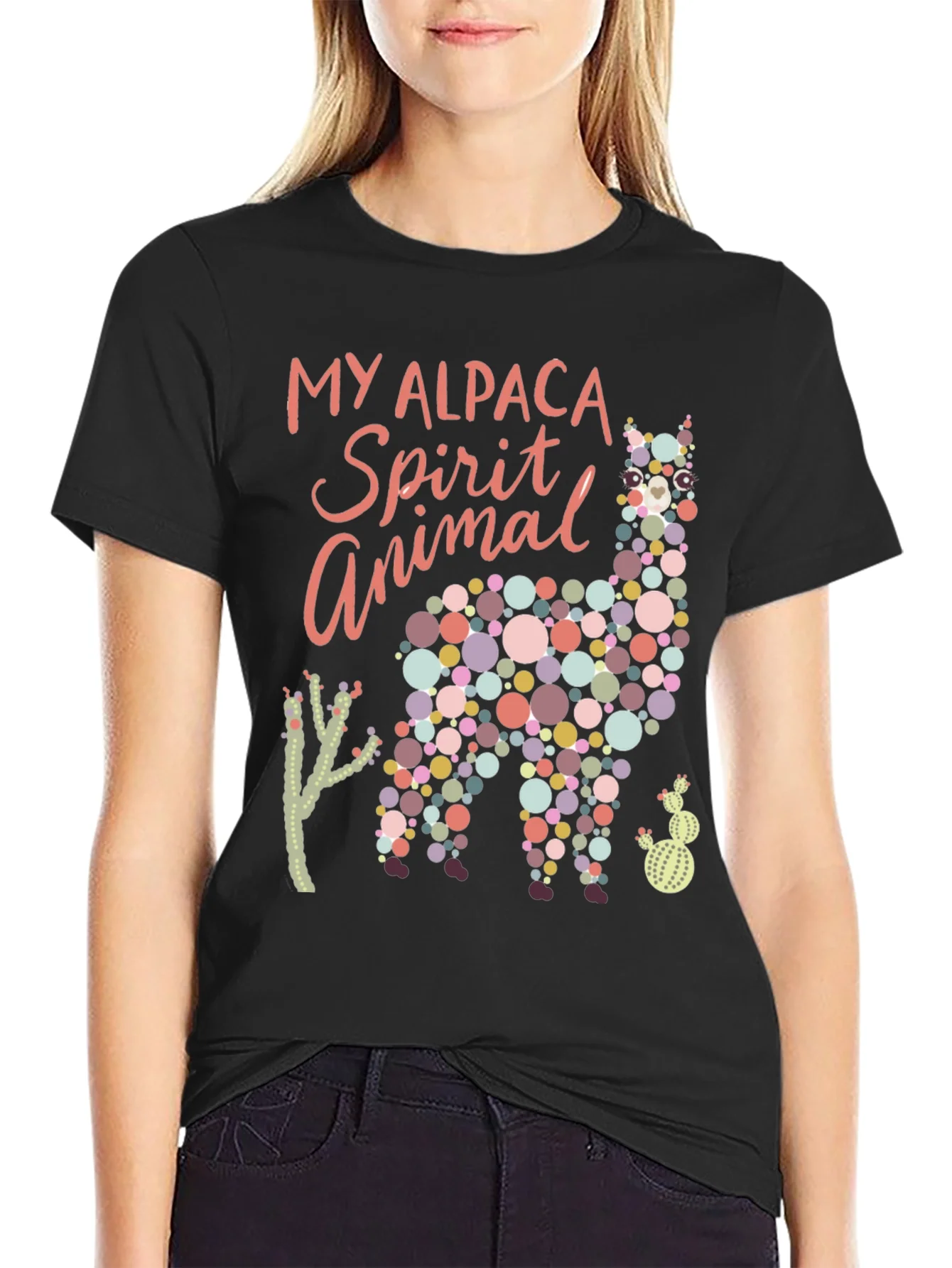 Rebbecca Alpaca Spirit Animal Graphic Tee - Black