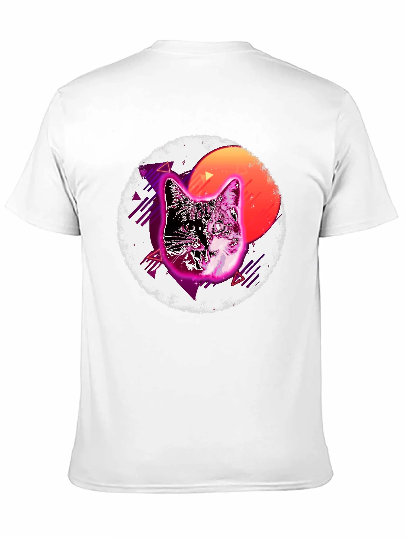 Camiseta Negra con Dise?o Retro de Gato