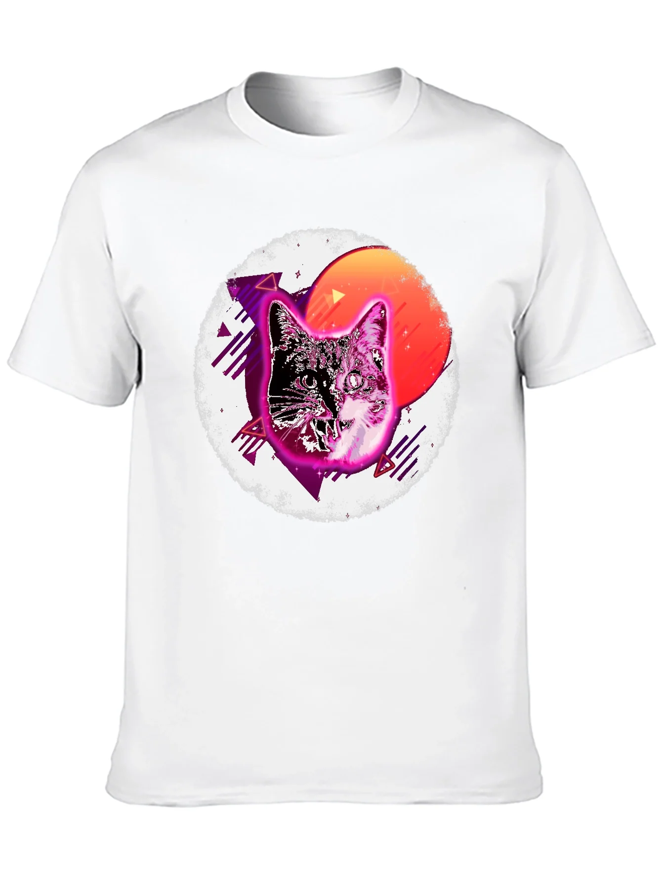 Camiseta Negra con Dise?o Retro de Gato
