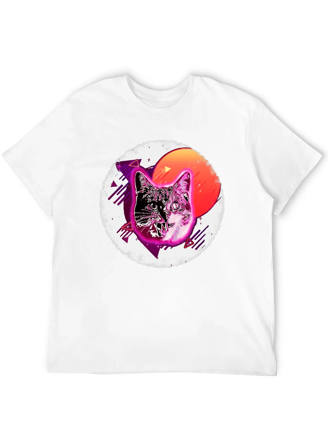 Camiseta Negra con Dise?o Retro de Gato
