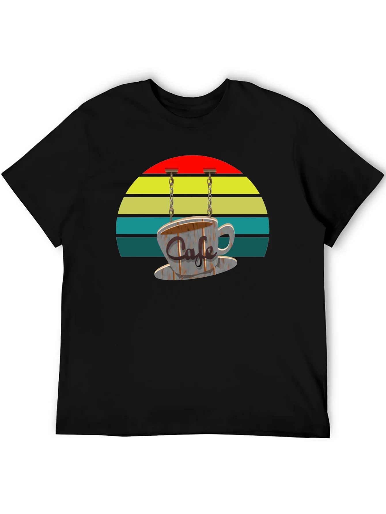 Camiseta Negra con Dise?o Retro de Caf¨¦