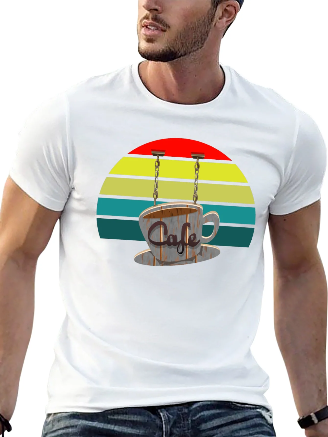 Camiseta Negra con Dise?o Retro de Caf¨¦