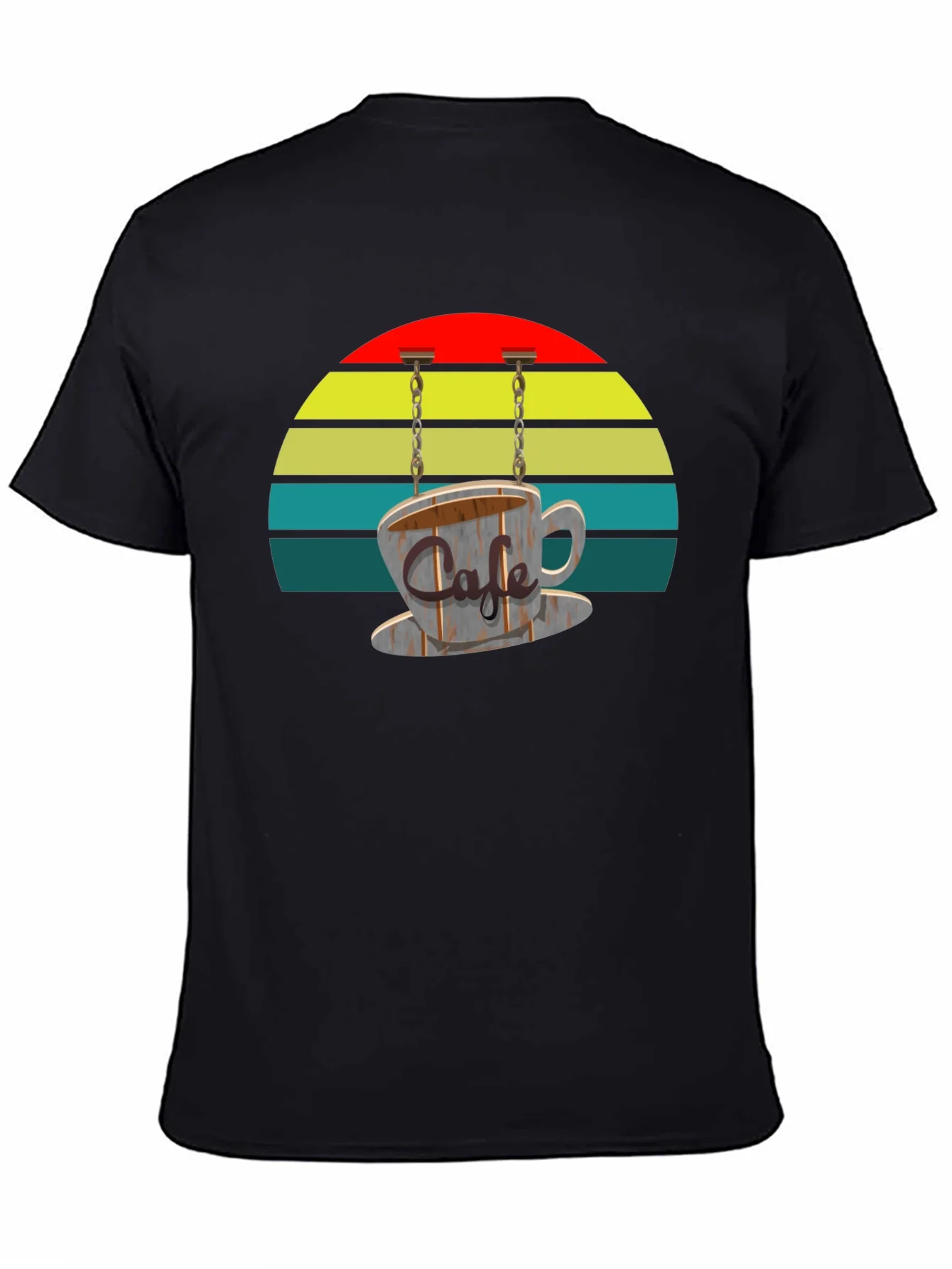 Camiseta Negra con Dise?o Retro de Caf¨¦
