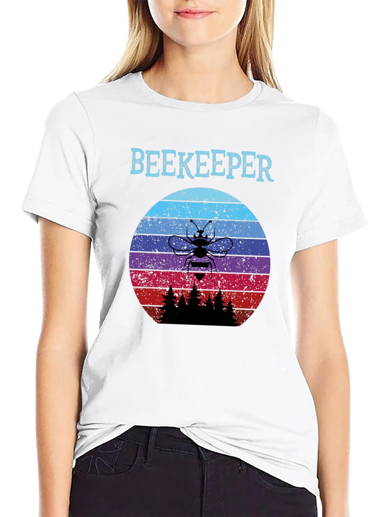 Rebbecca Beekeeper Sunset T-Shirt - Retro Bee Keeper Tee