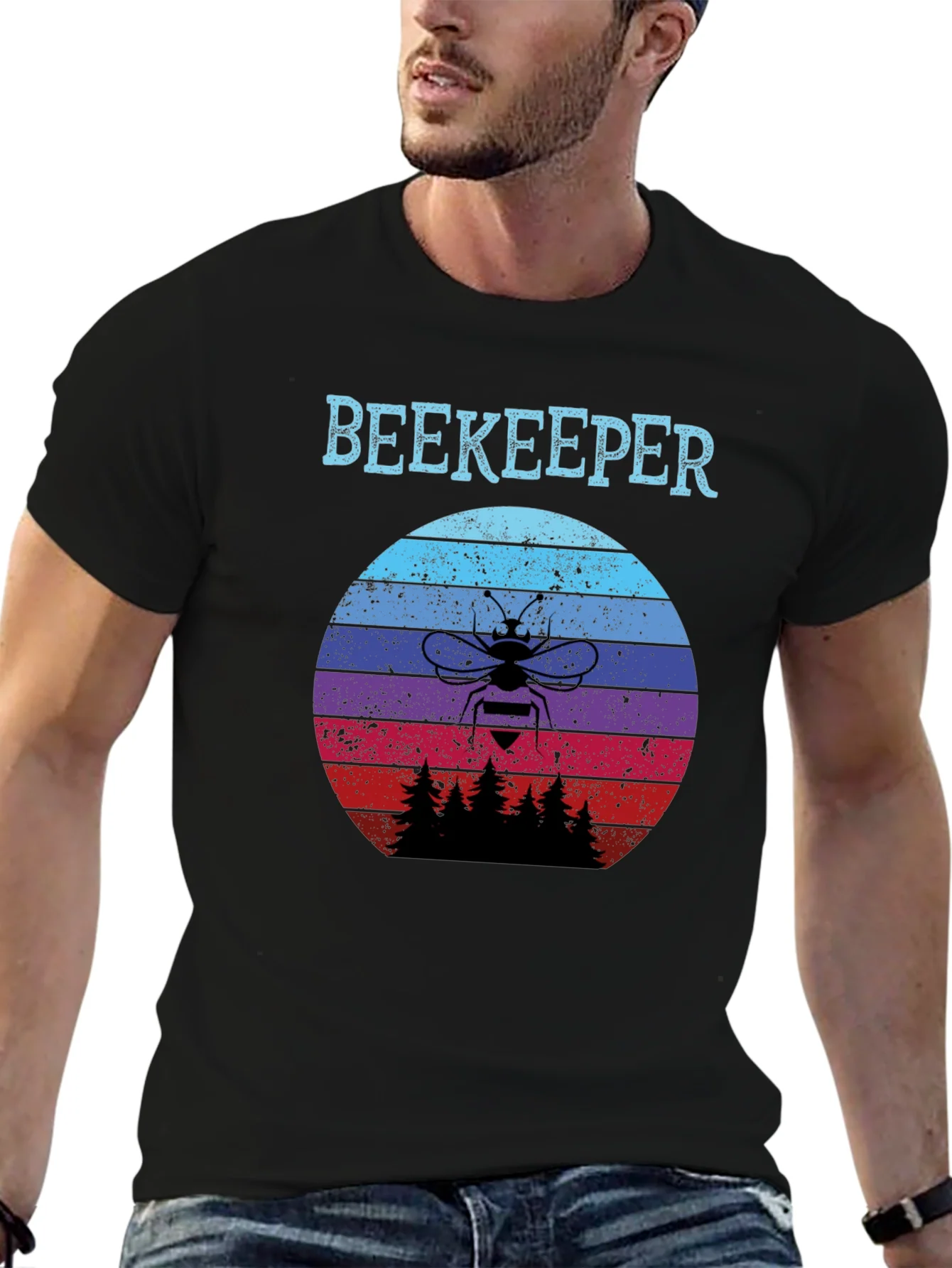 Rebbecca Beekeeper Sunset T-Shirt - Retro Bee Keeper Tee