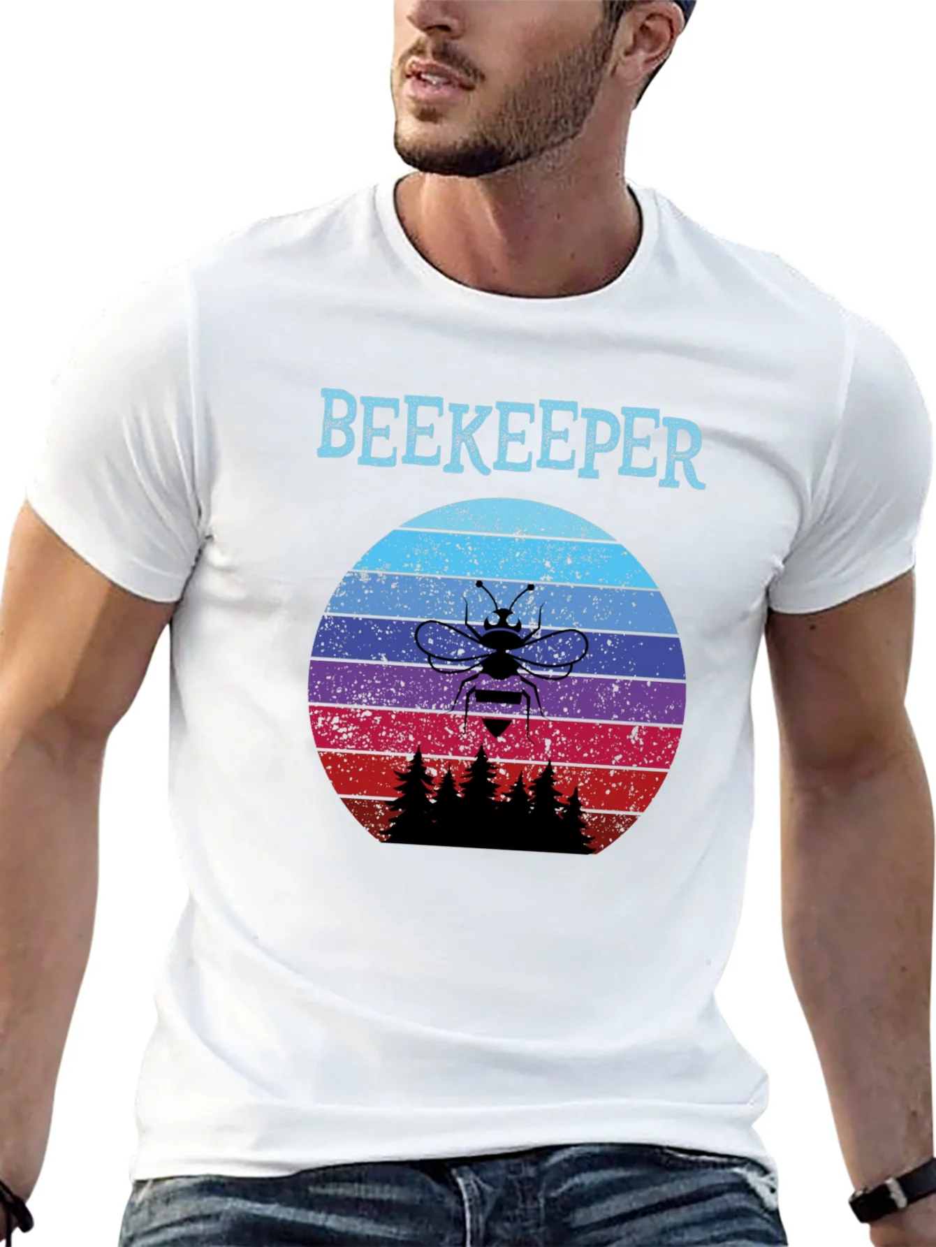Rebbecca Beekeeper Sunset T-Shirt - Retro Bee Keeper Tee