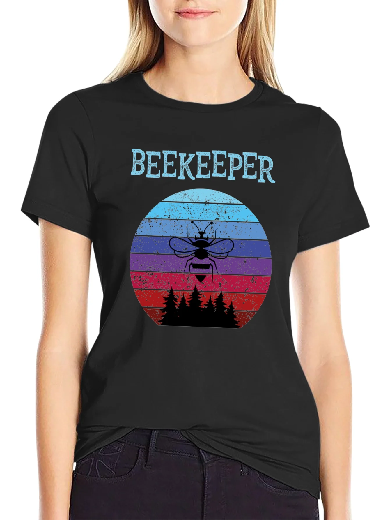 Rebbecca Beekeeper Sunset T-Shirt - Retro Bee Keeper Tee