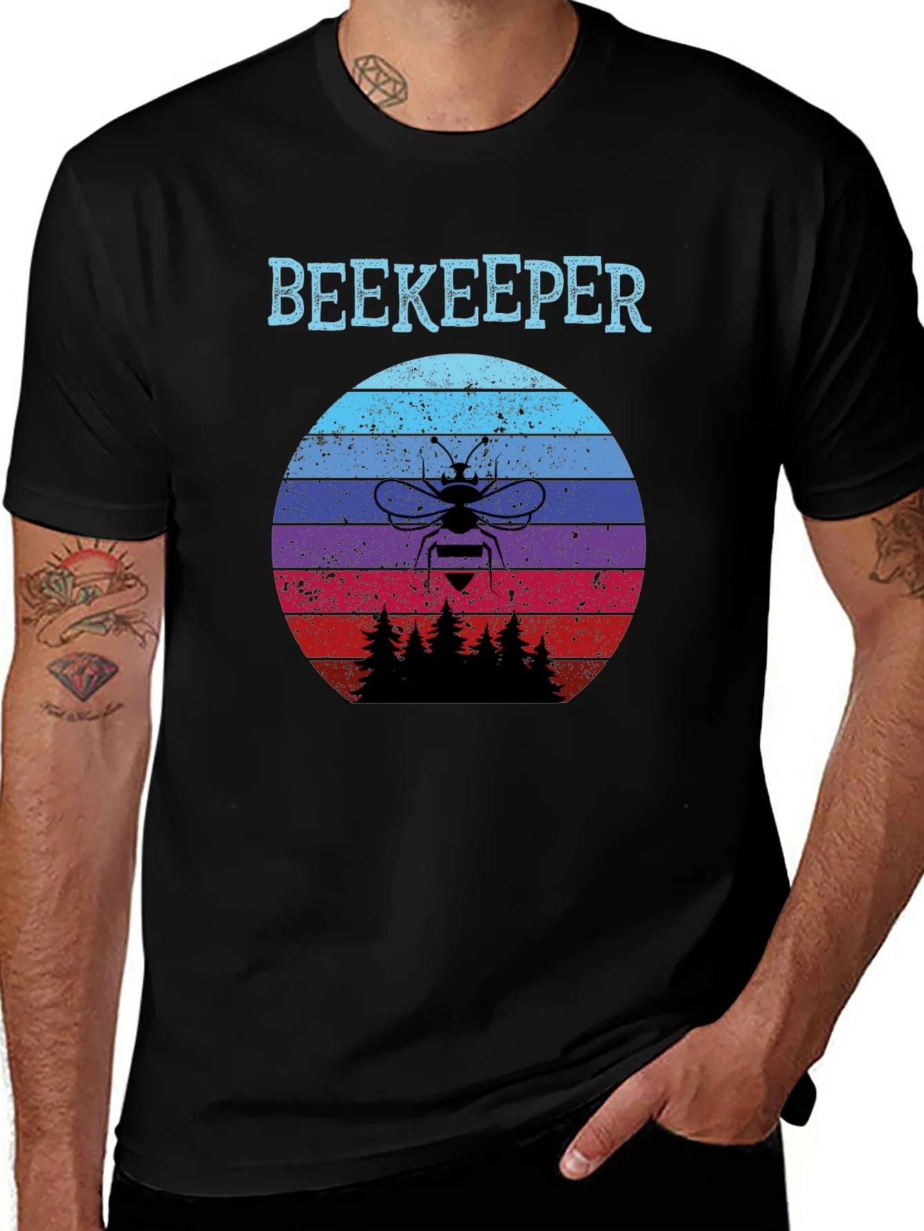 Rebbecca Beekeeper Sunset T-Shirt - Retro Bee Keeper Tee