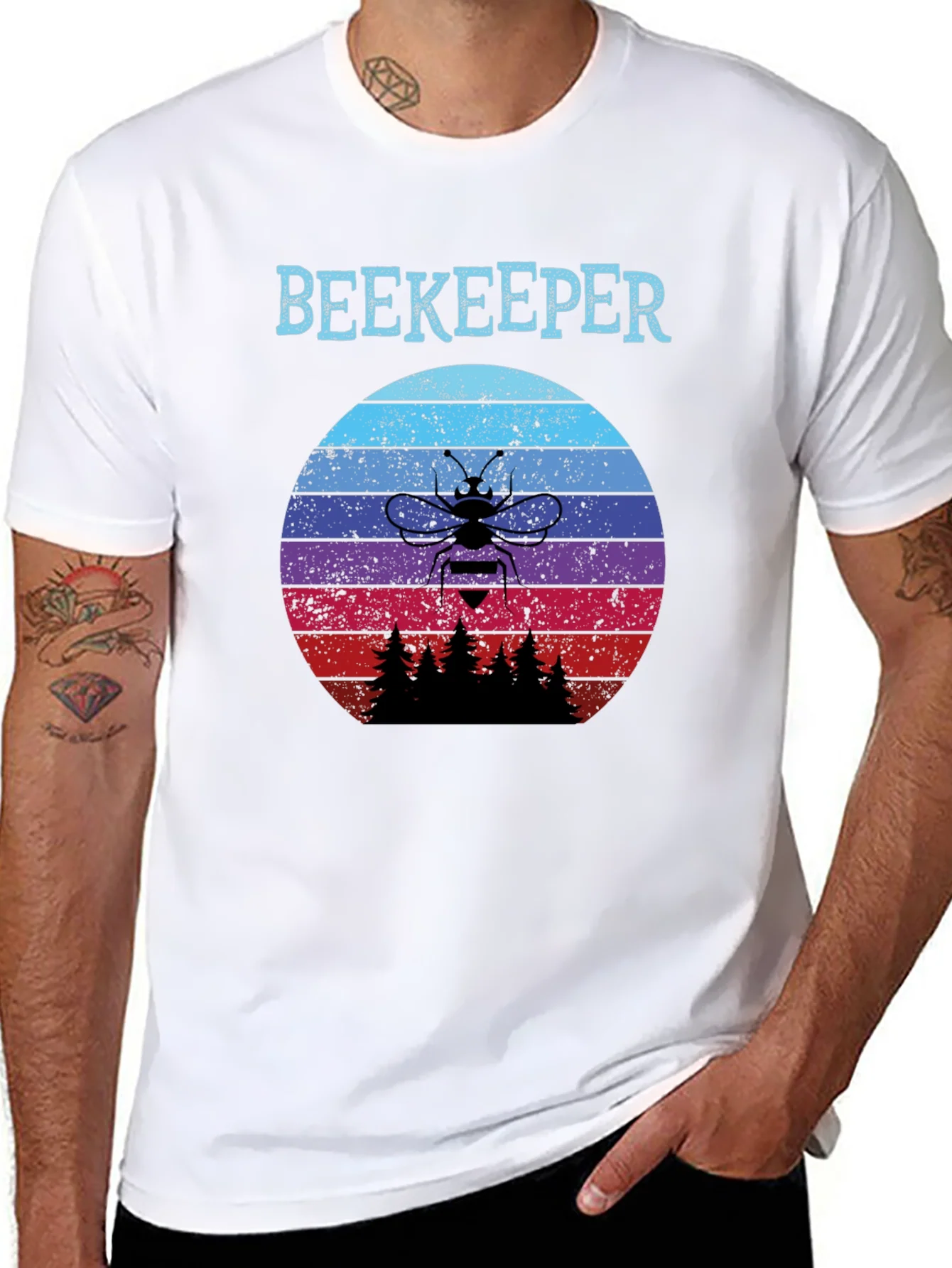 Rebbecca Beekeeper Sunset T-Shirt - Retro Bee Keeper Tee