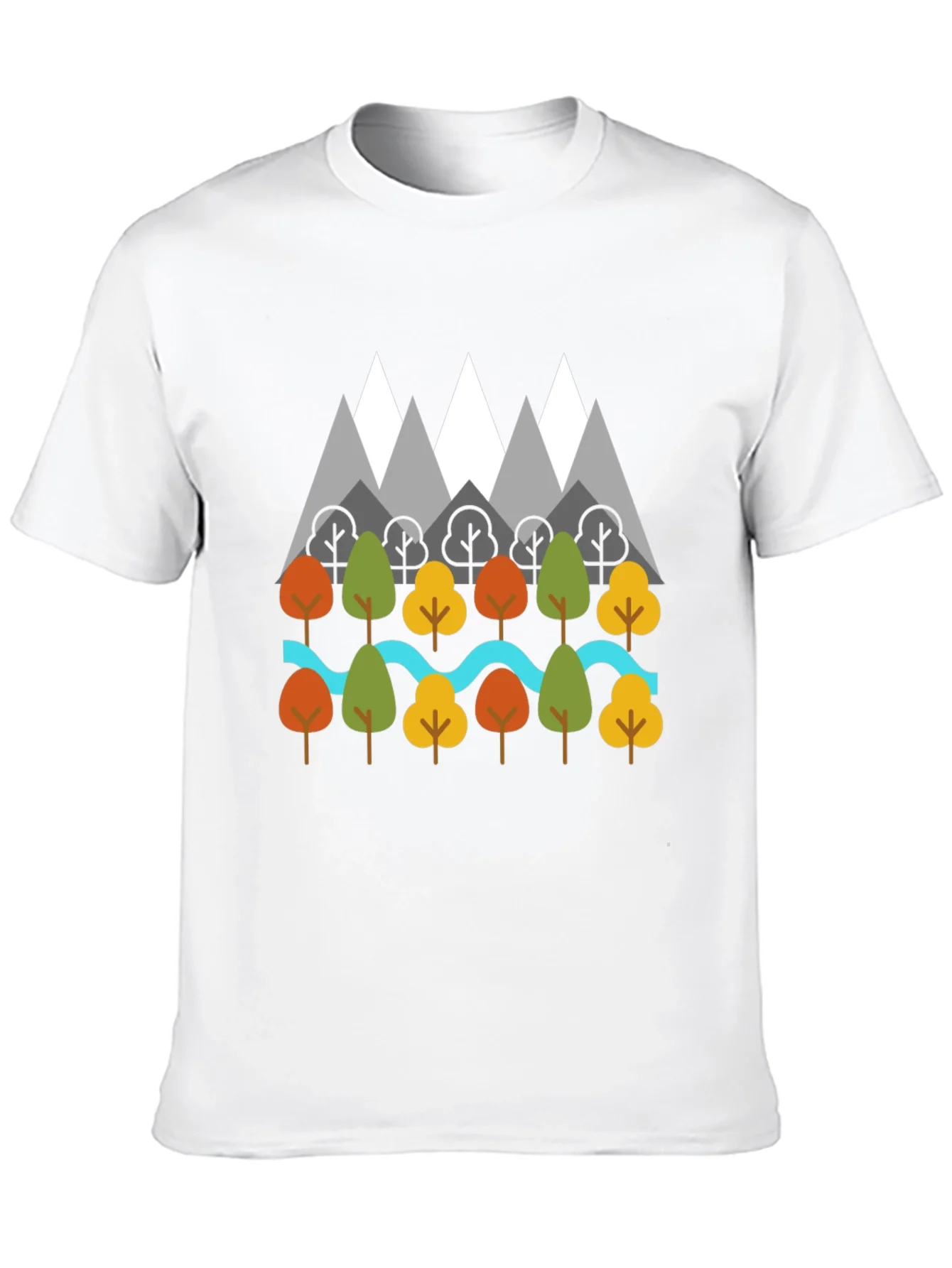 Rebbecca Nature Graphic T-Shirt - Mountains Trees River Design