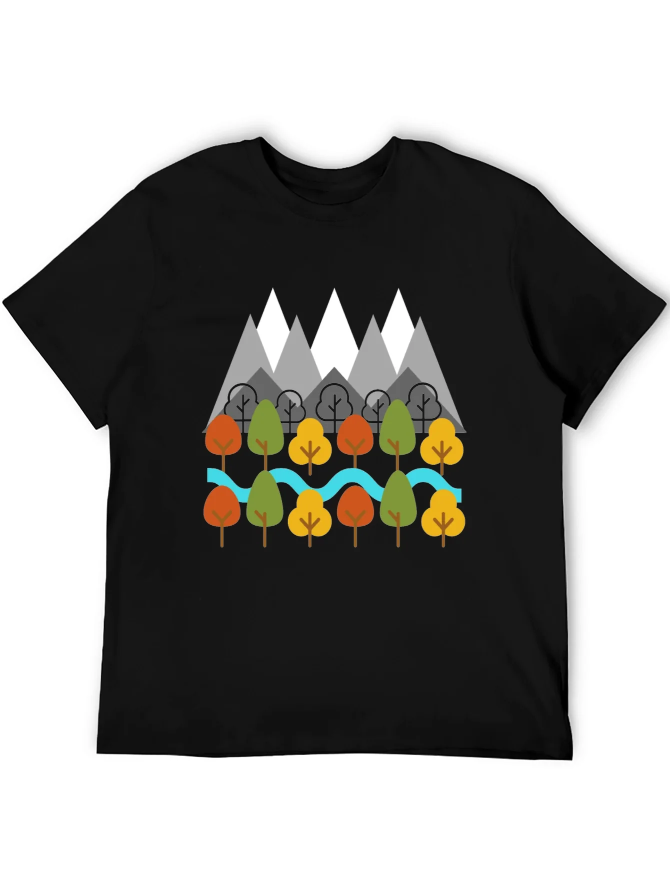 Rebbecca Nature Graphic T-Shirt - Mountains Trees River Design