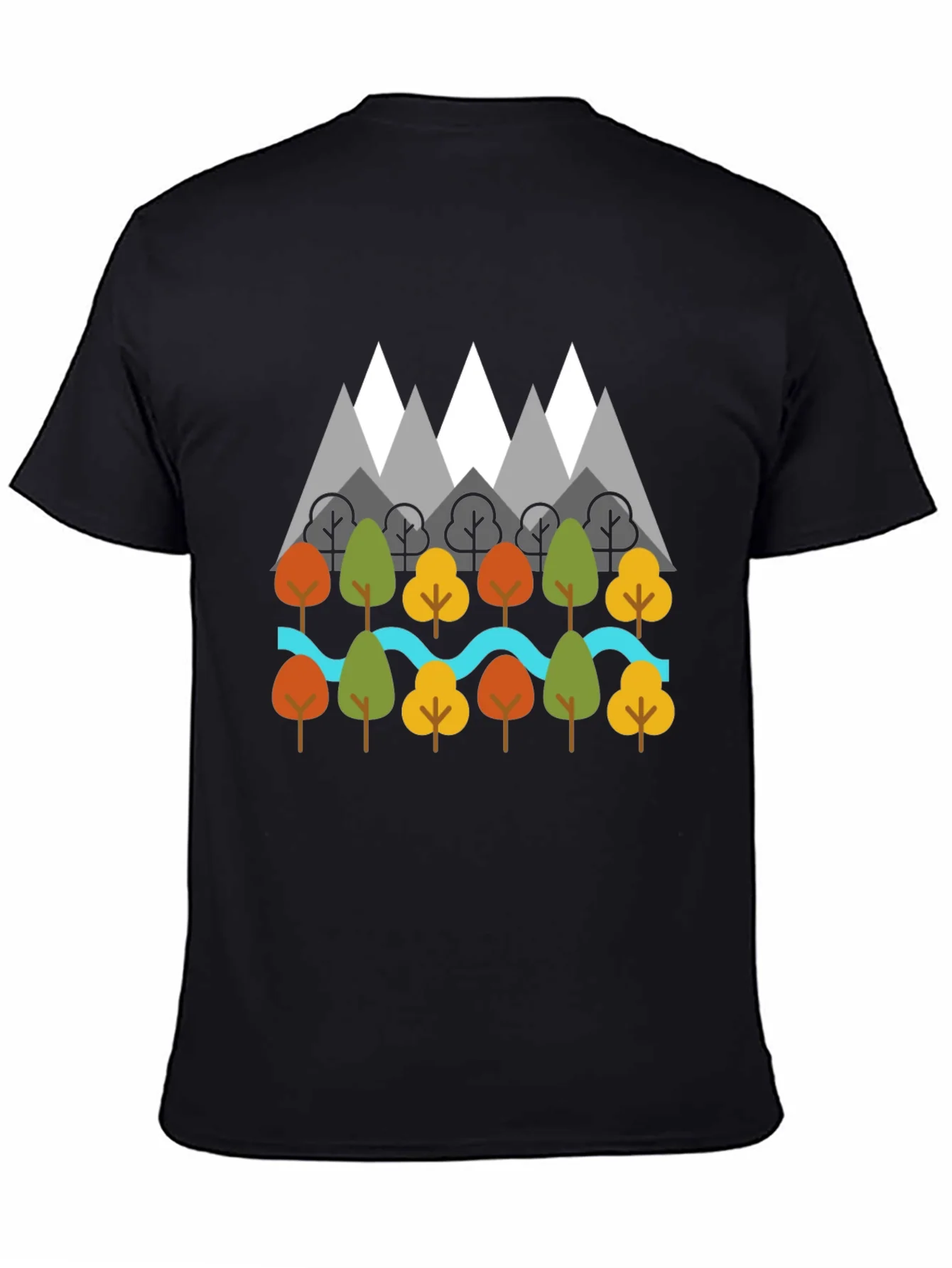 Rebbecca Nature Graphic T-Shirt - Mountains Trees River Design