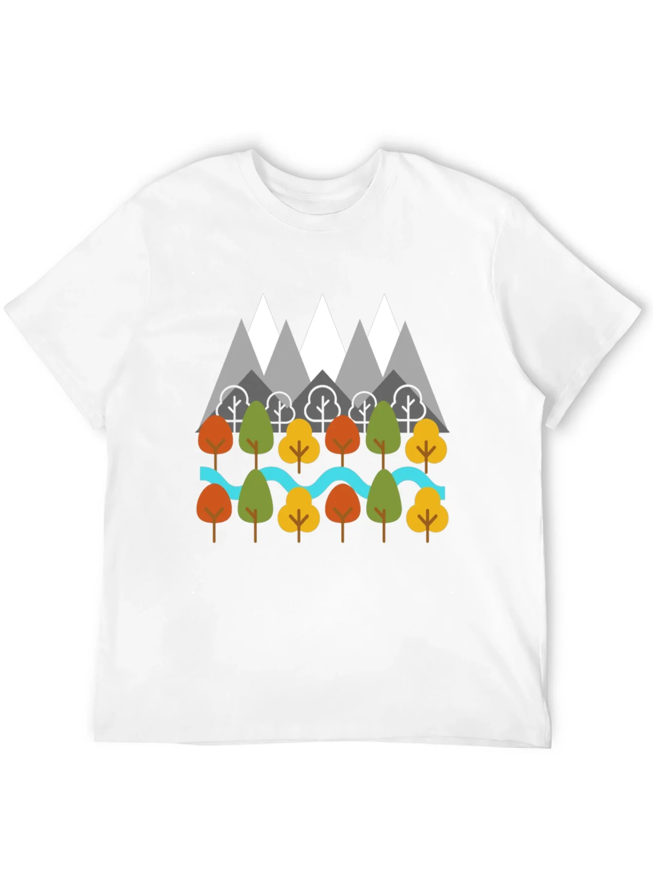 Rebbecca Nature Graphic T-Shirt - Mountains Trees River Design