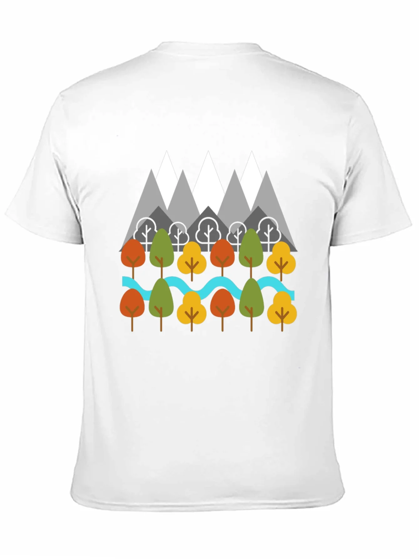 Rebbecca Nature Graphic T-Shirt - Mountains Trees River Design