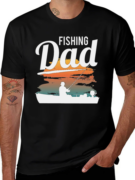Camiseta Negra Fishing Dad para Hombre