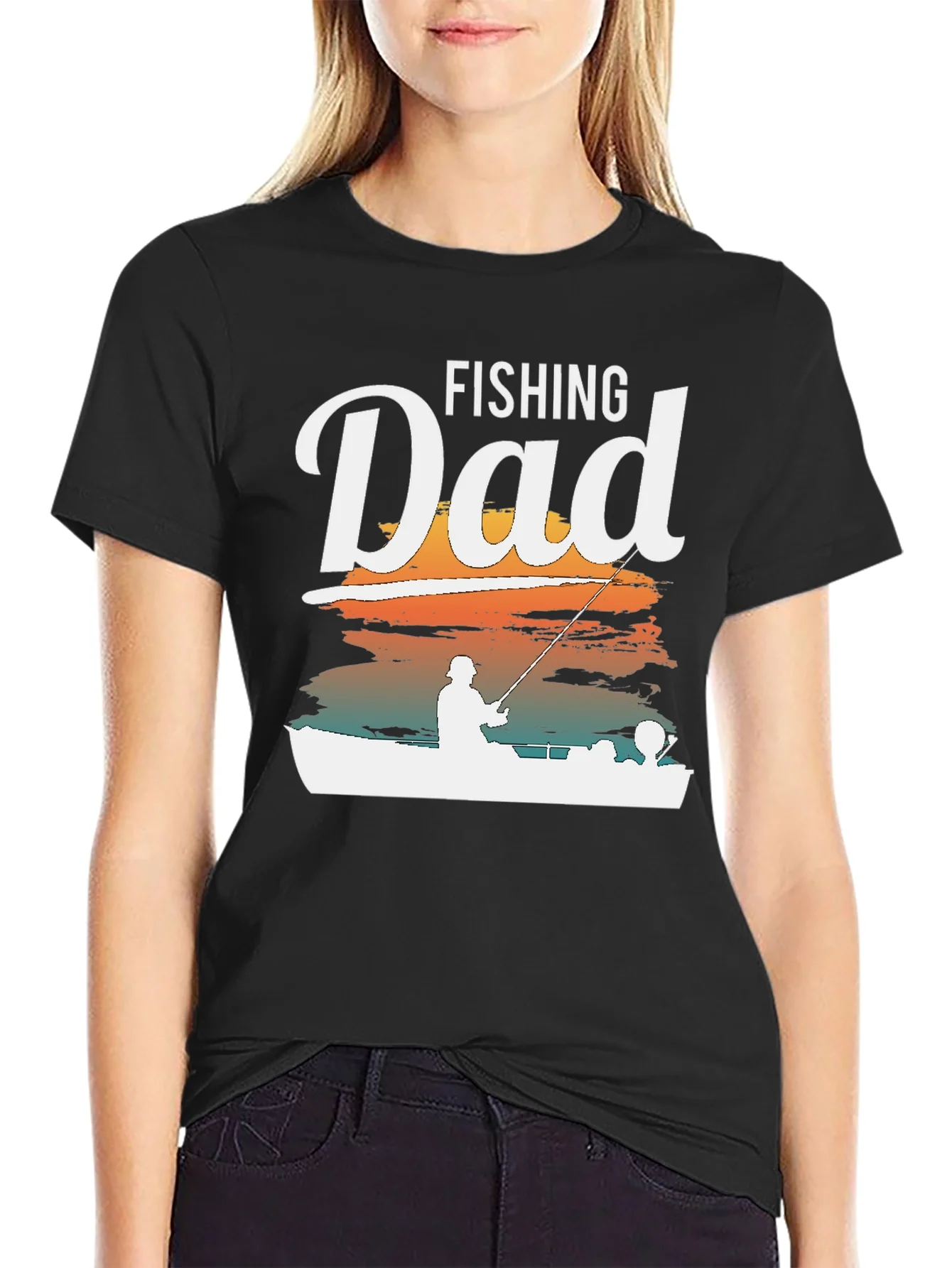 Camiseta Negra Fishing Dad para Hombre