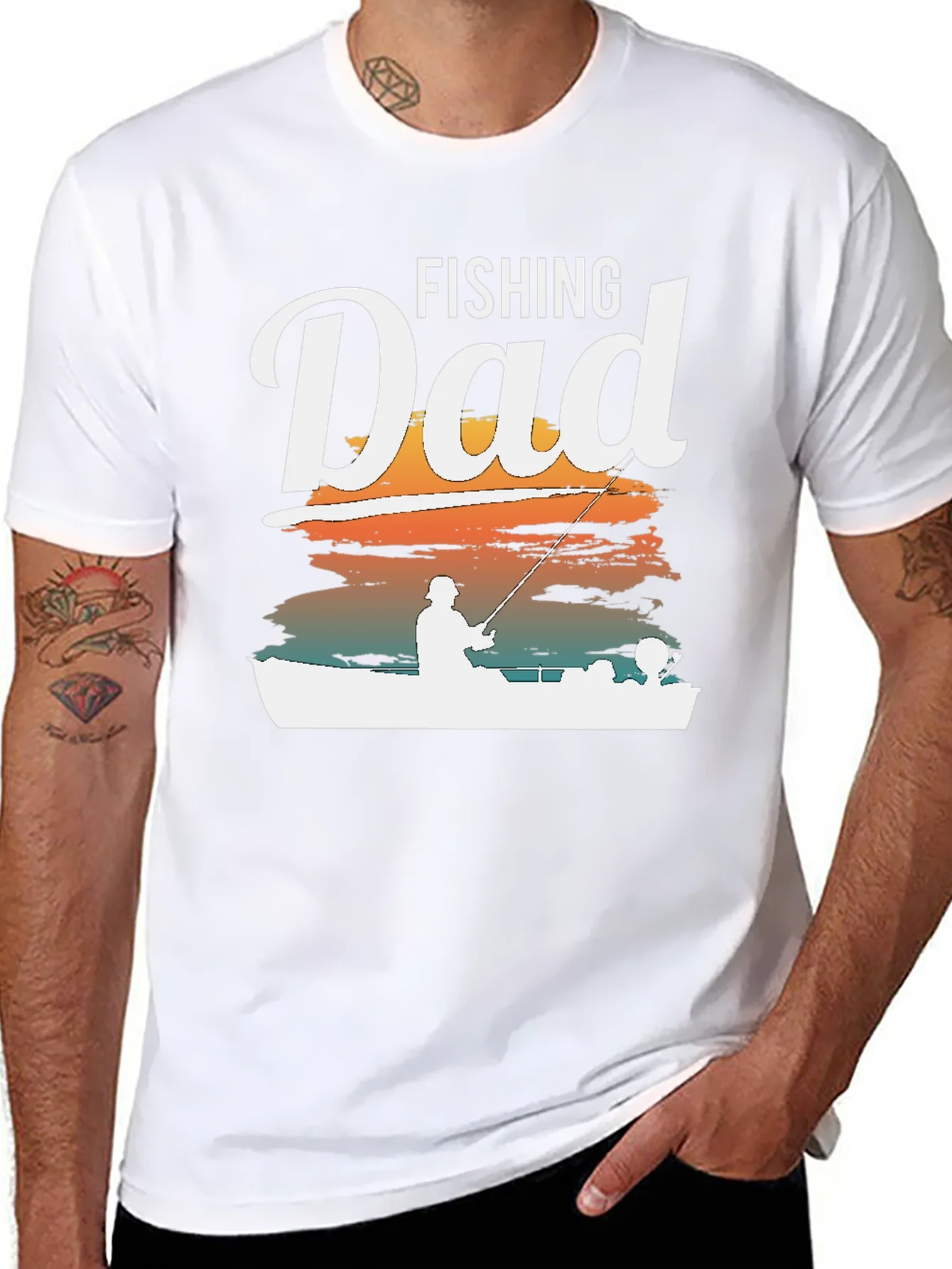 Camiseta Negra Fishing Dad para Hombre