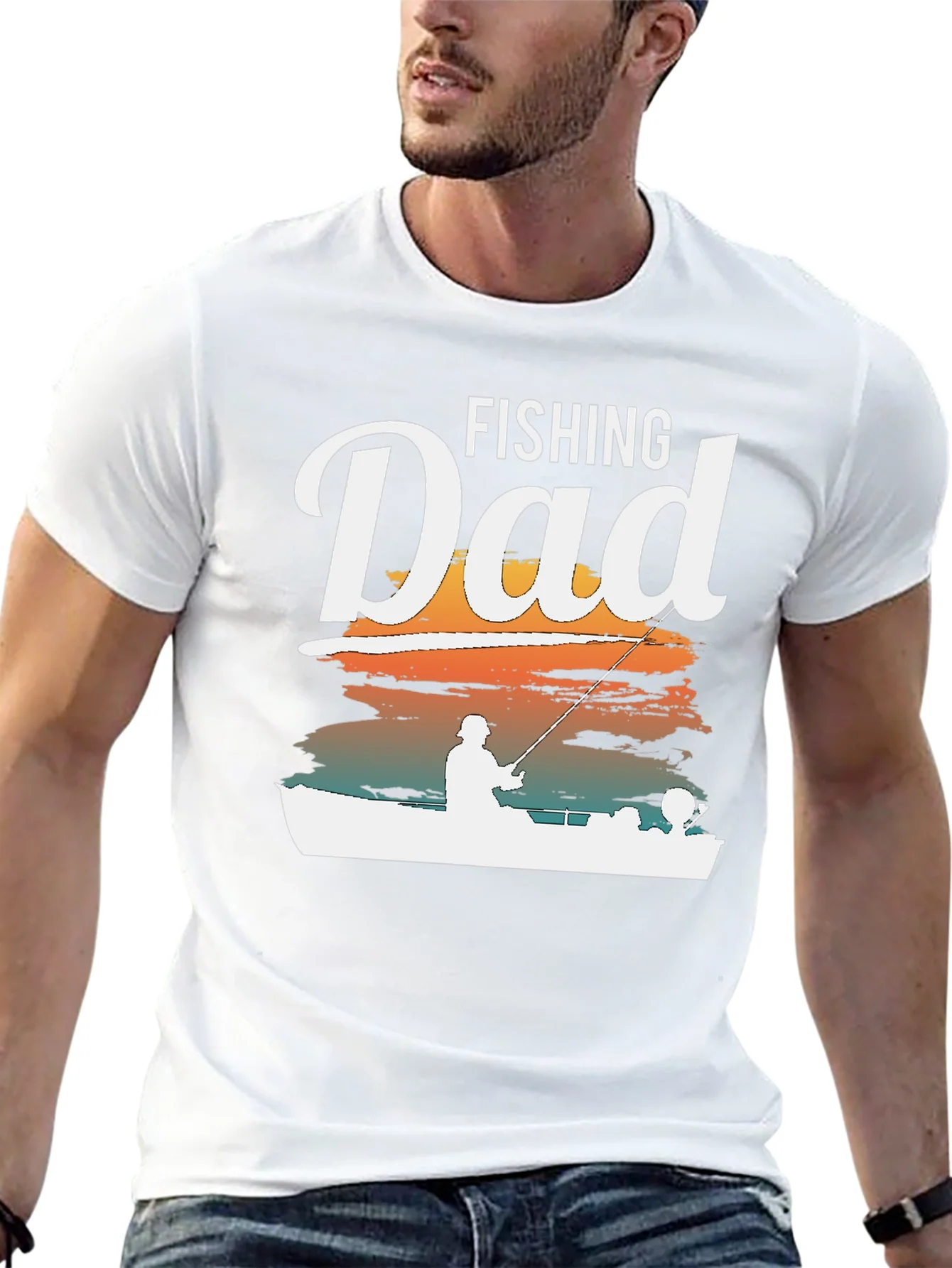 Camiseta Negra Fishing Dad para Hombre
