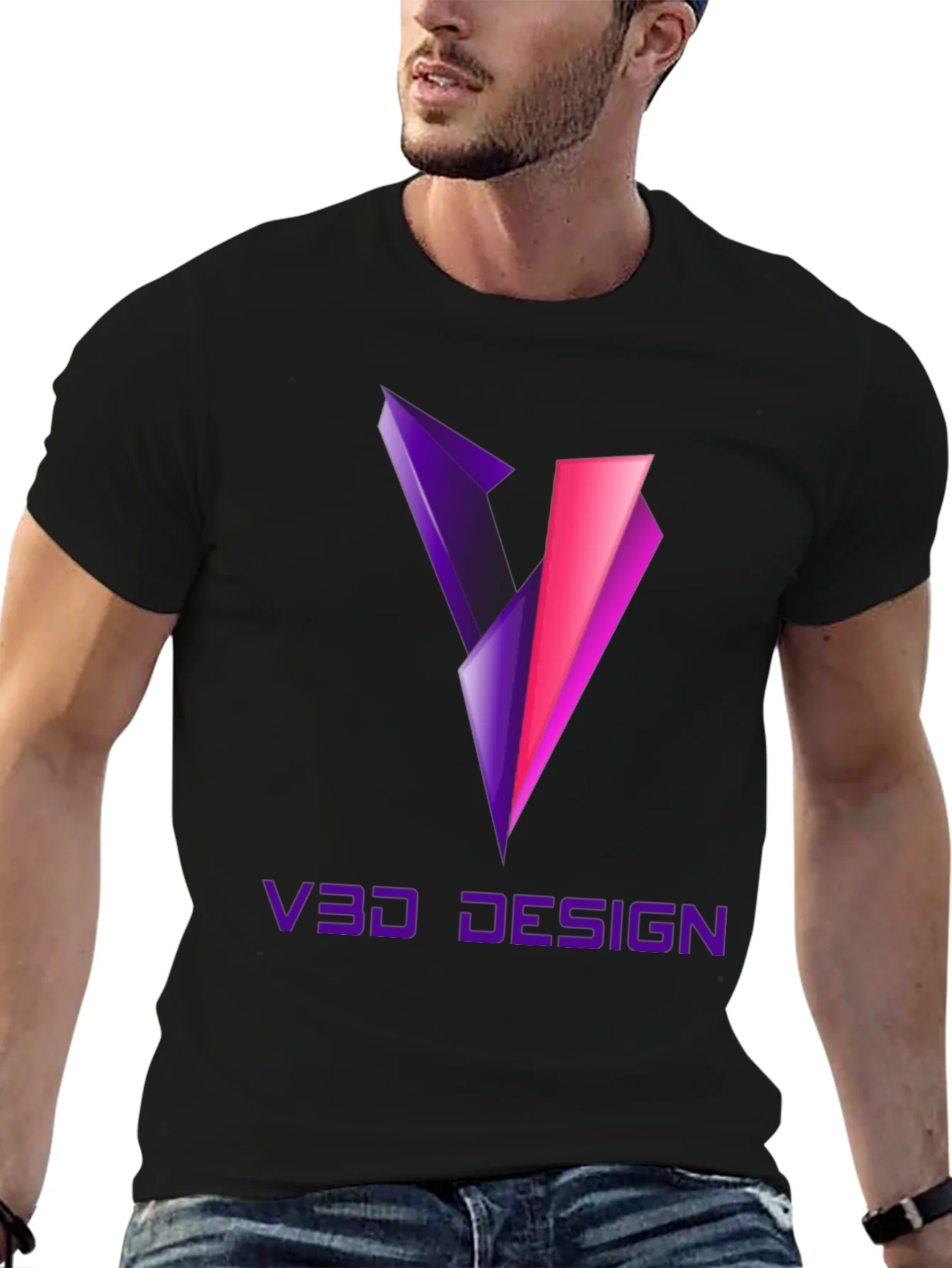 Camiseta Negra V3D Design Gr¨¢fico Moderno