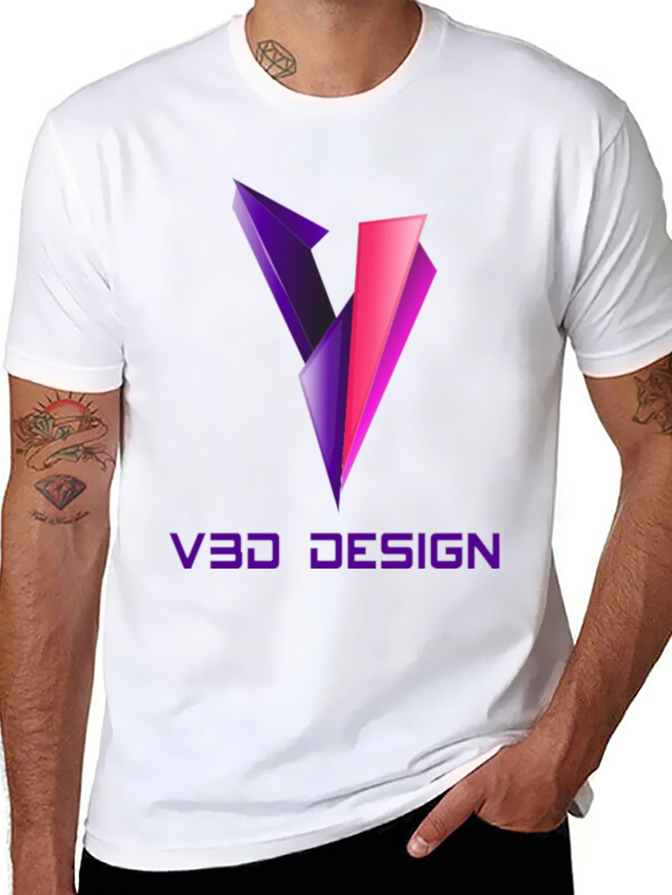 Camiseta Negra V3D Design Gr¨¢fico Moderno