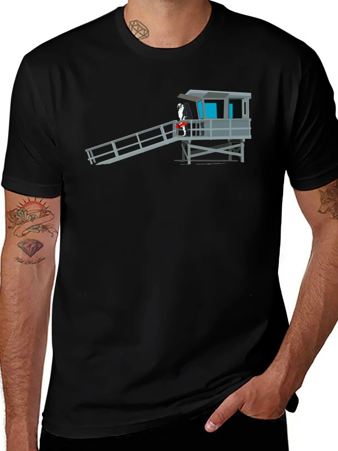 Rebbecca Lifeguard Tower Graphic Tee - Coastal Vibe Shirt