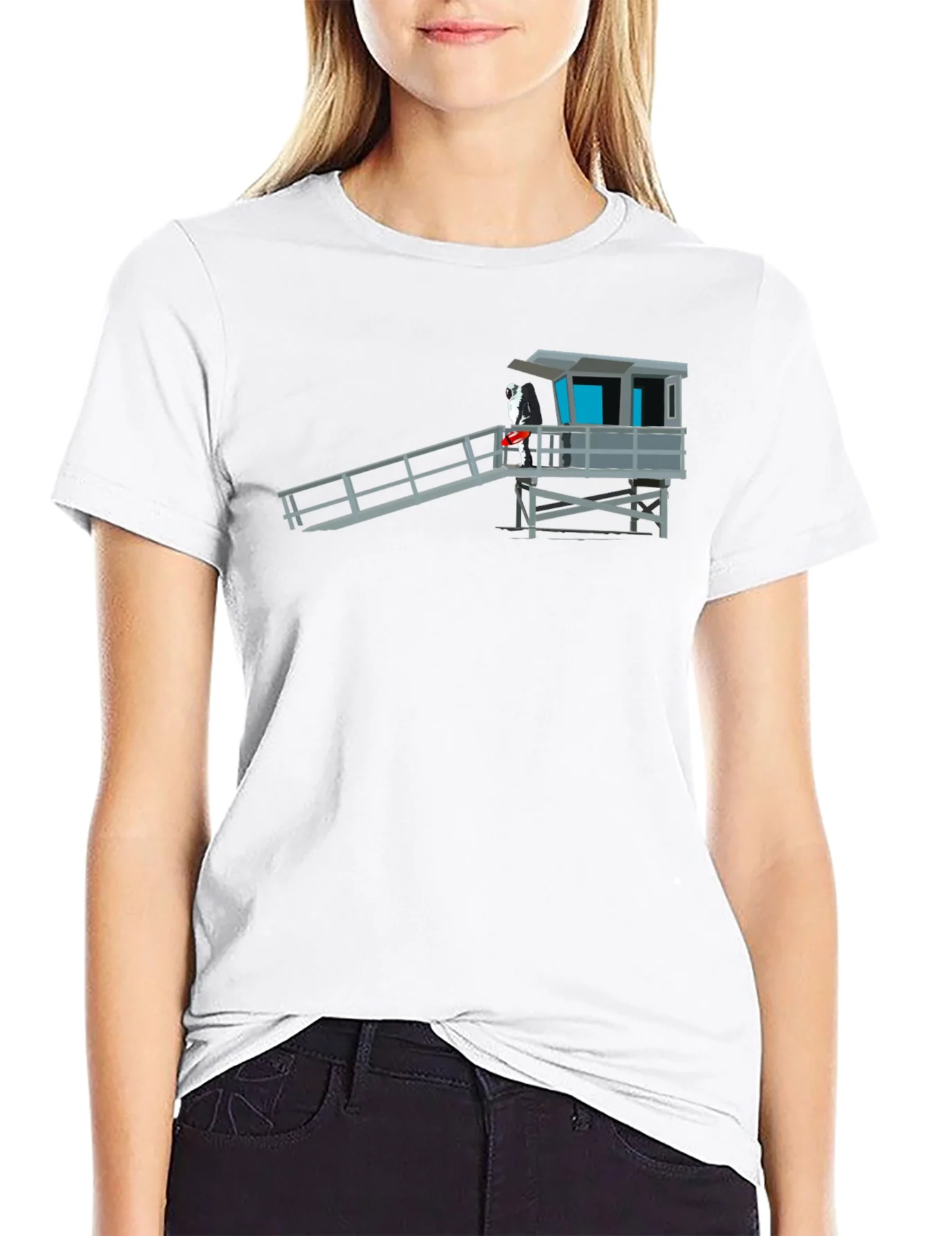 Rebbecca Lifeguard Tower Graphic Tee - Coastal Vibe Shirt