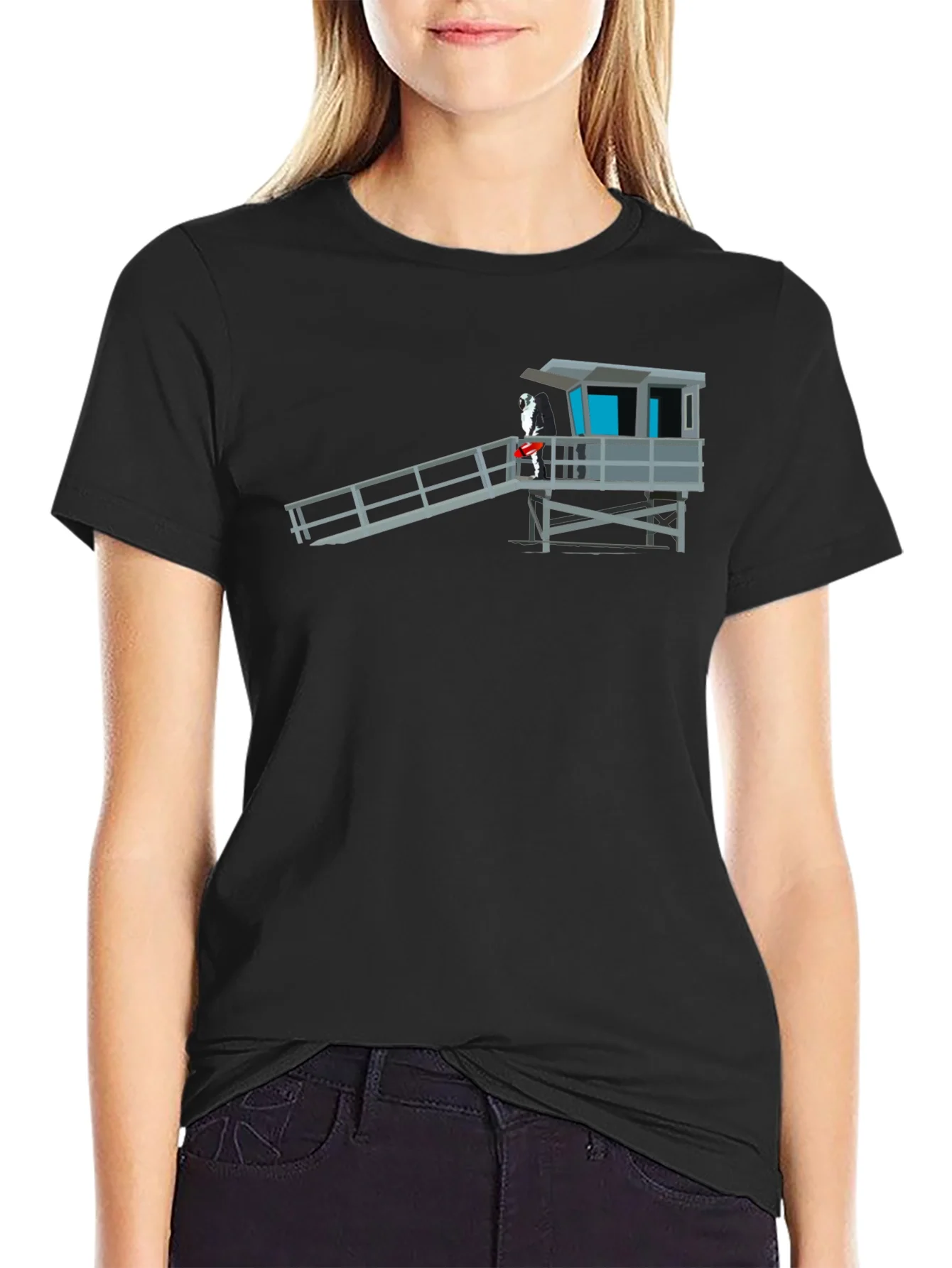 Rebbecca Lifeguard Tower Graphic Tee - Coastal Vibe Shirt