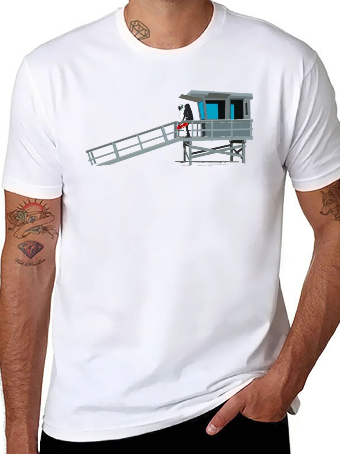 Rebbecca Lifeguard Tower Graphic Tee - Coastal Vibe Shirt